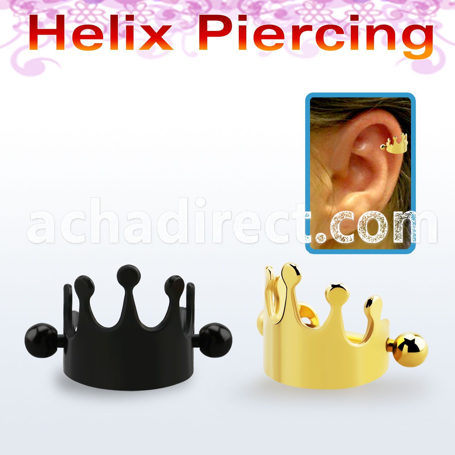 bbert65 anodized cartilage piercing crown w two 3mm balls