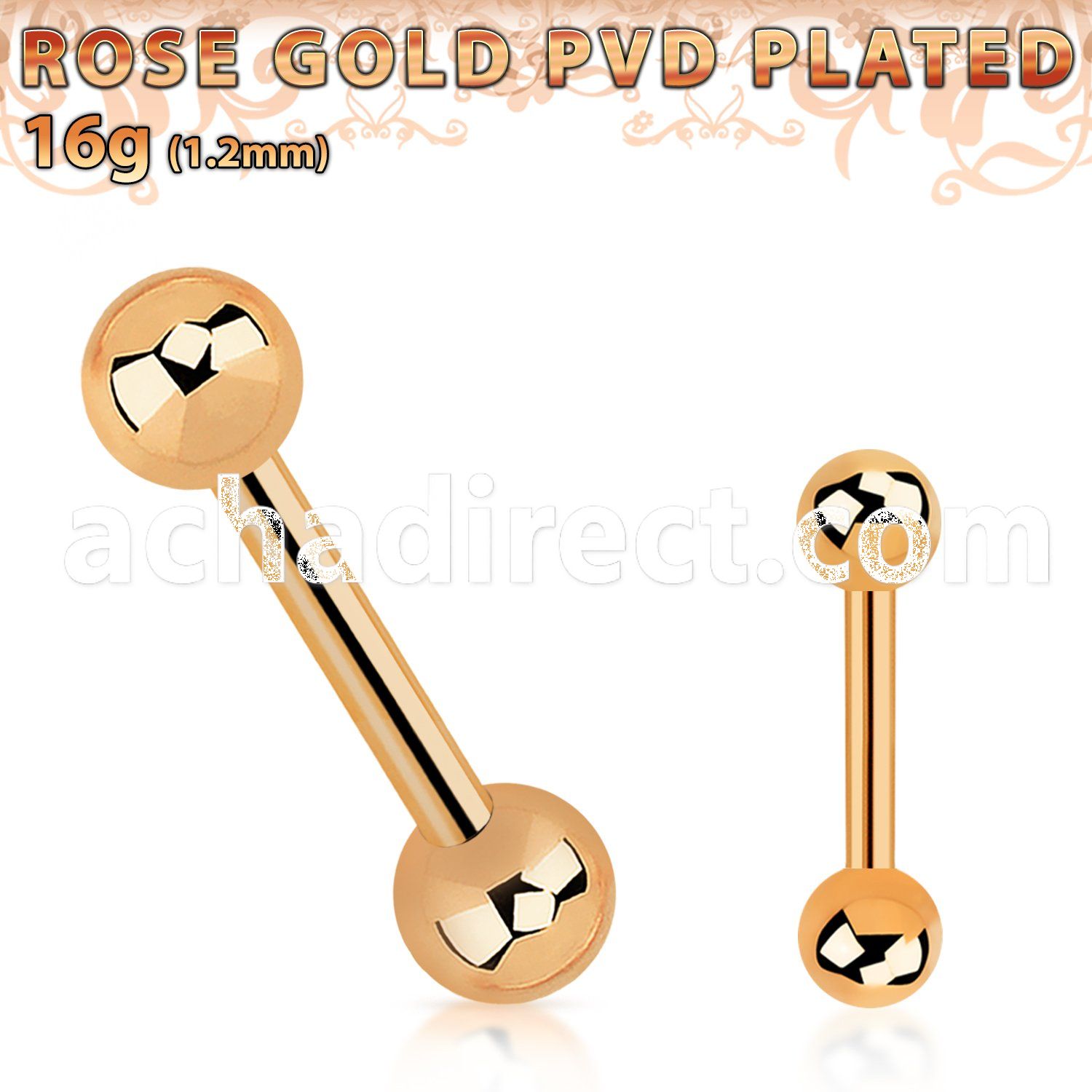 bbettb4 rose gold steel eyebrow barbell w 2 4mm balls