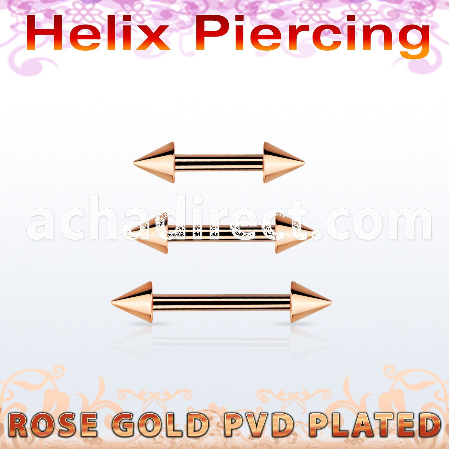 bbettcn rose gold steel eyebrow or helix barbell w 2 3mm cones