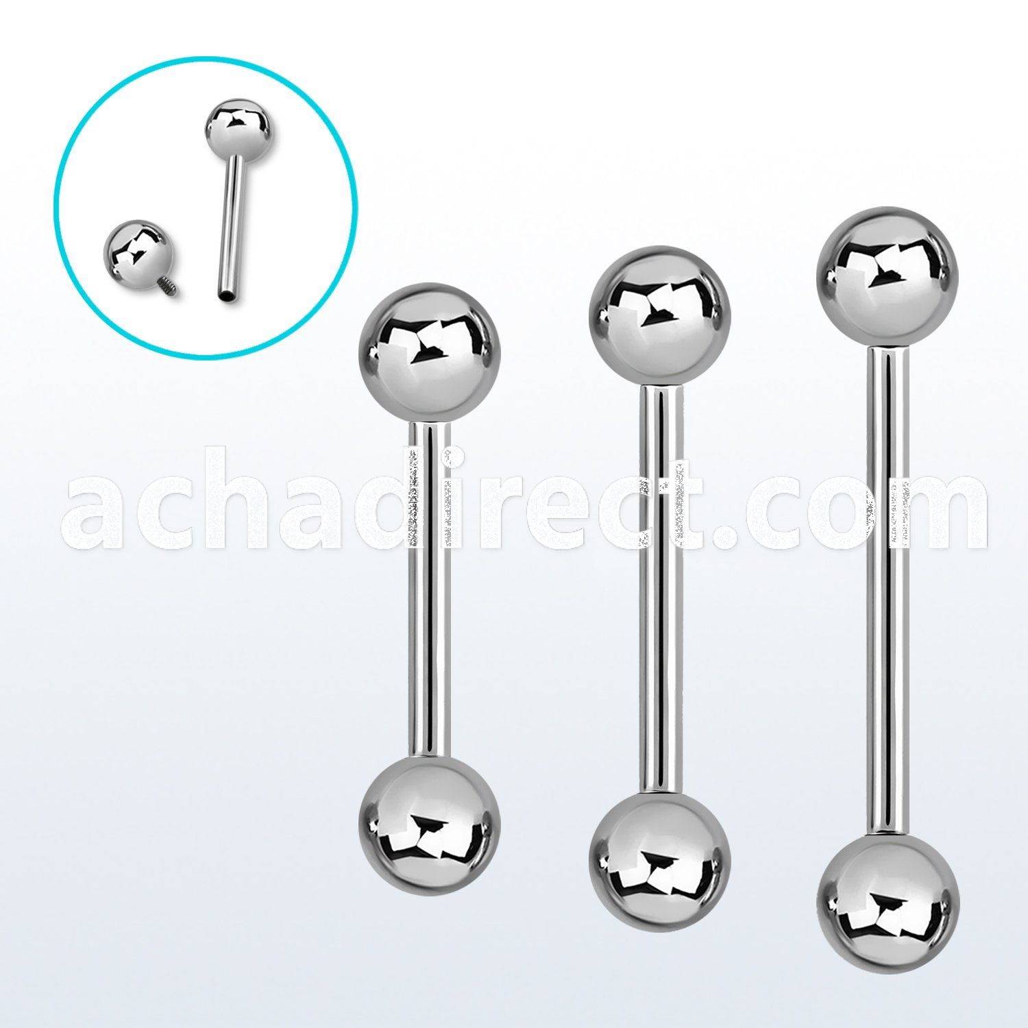 bbgin 316l steel tongue barbell with 6mm internal ball