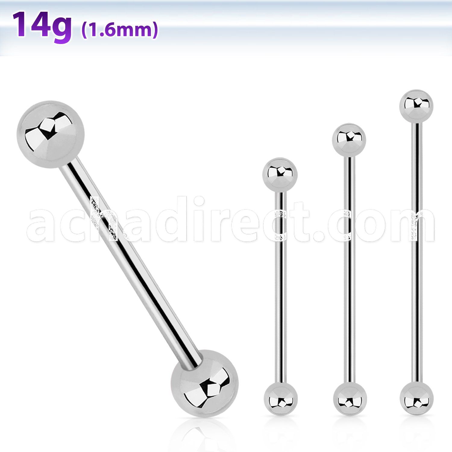 bbind 316l steel industrial barbell with a 5mm ball