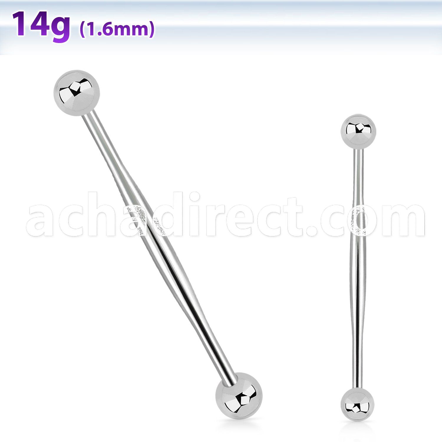 bbindb 316l steel industrial barbell with a 5mm ball