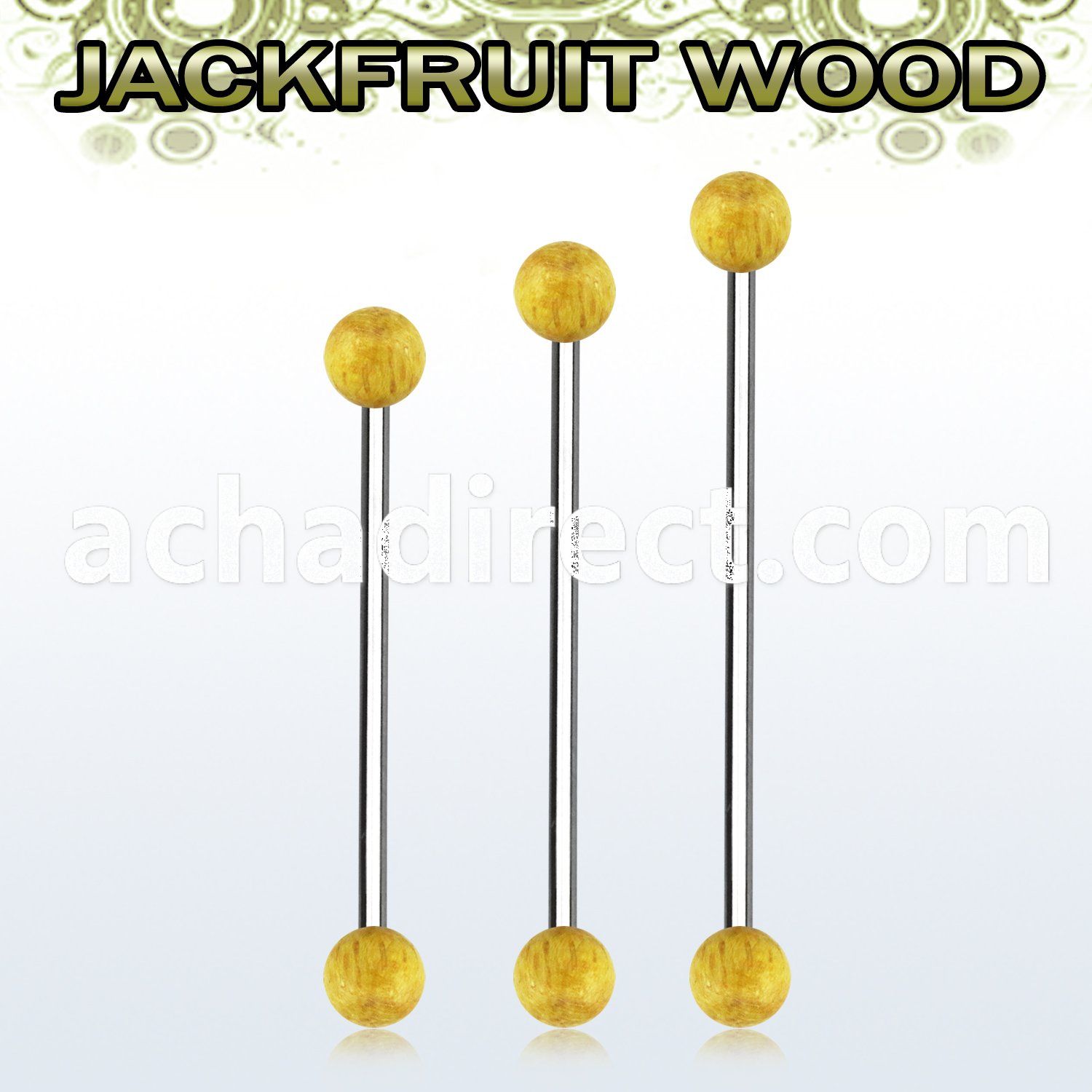 bbinjf5 organic industrial barbell w 5mm jack fruit wood balls