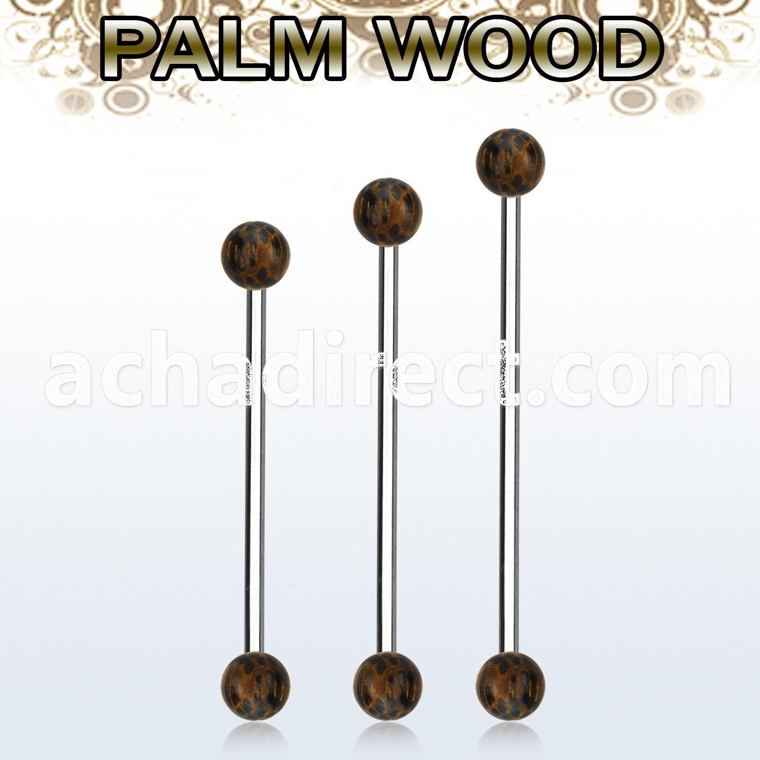 bbinpl5 organic industrial barbell w 5mm palm wood balls