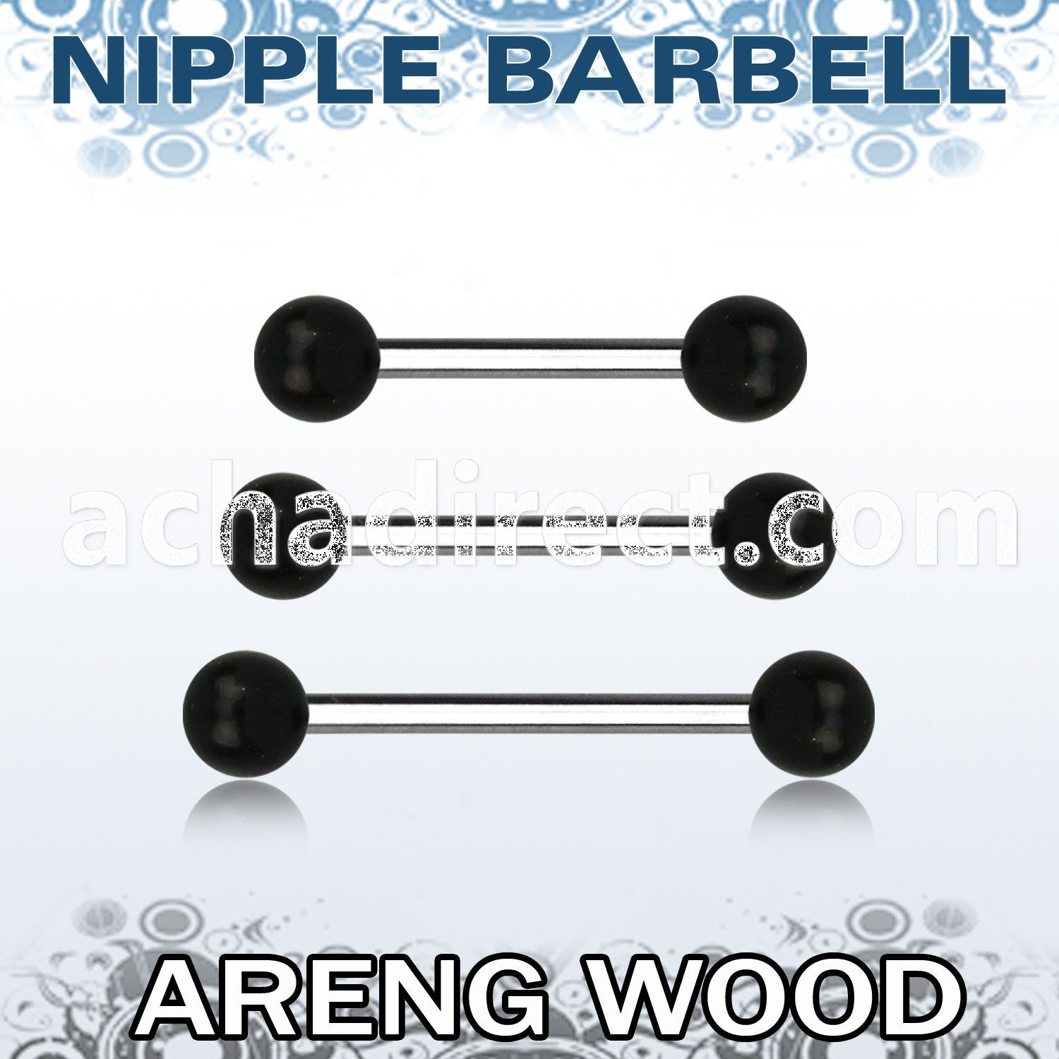 bbnpar5 organic nipple barbell w two 5mm areng wood balls