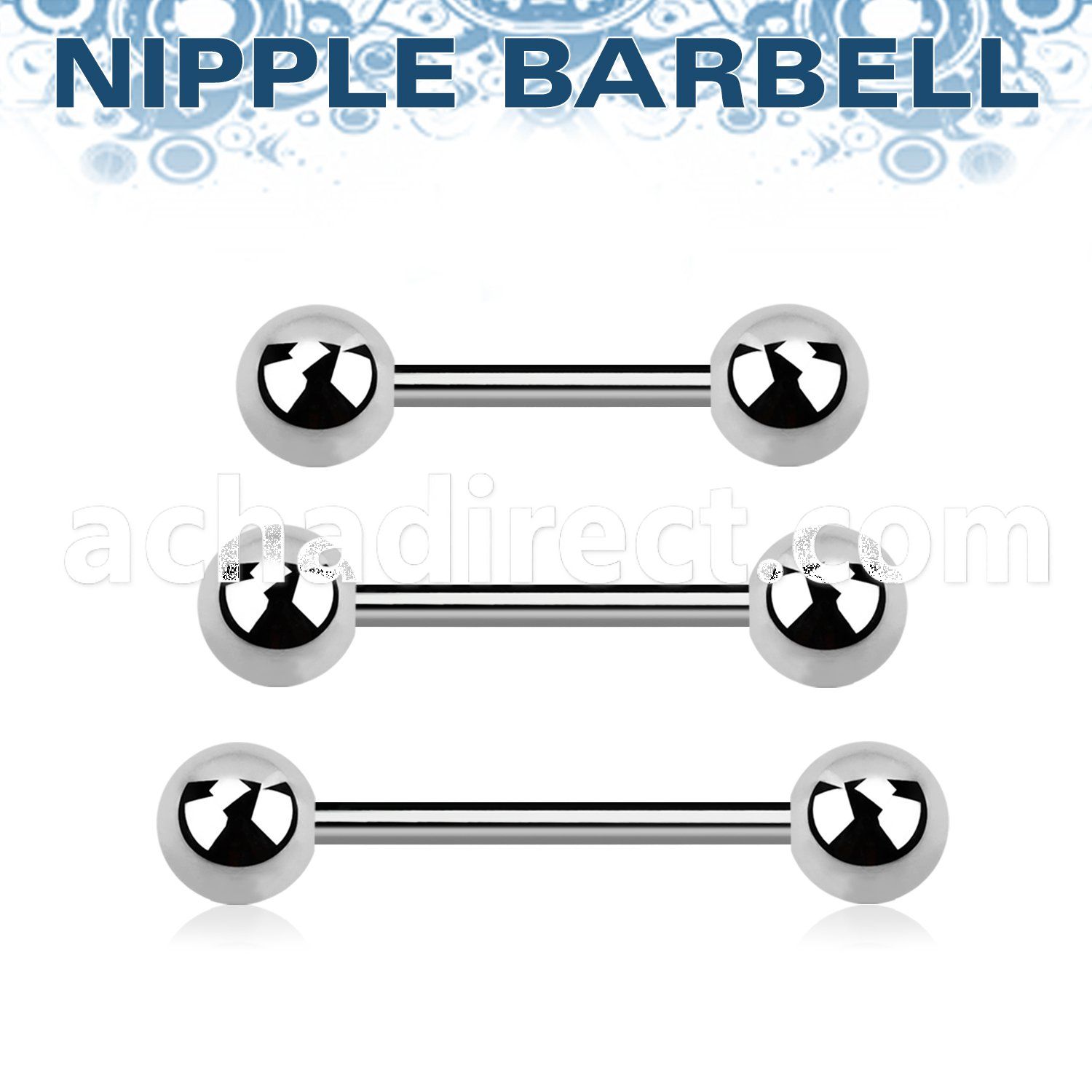 bbnpgg 316l steel nipple barbell two 6mm balls