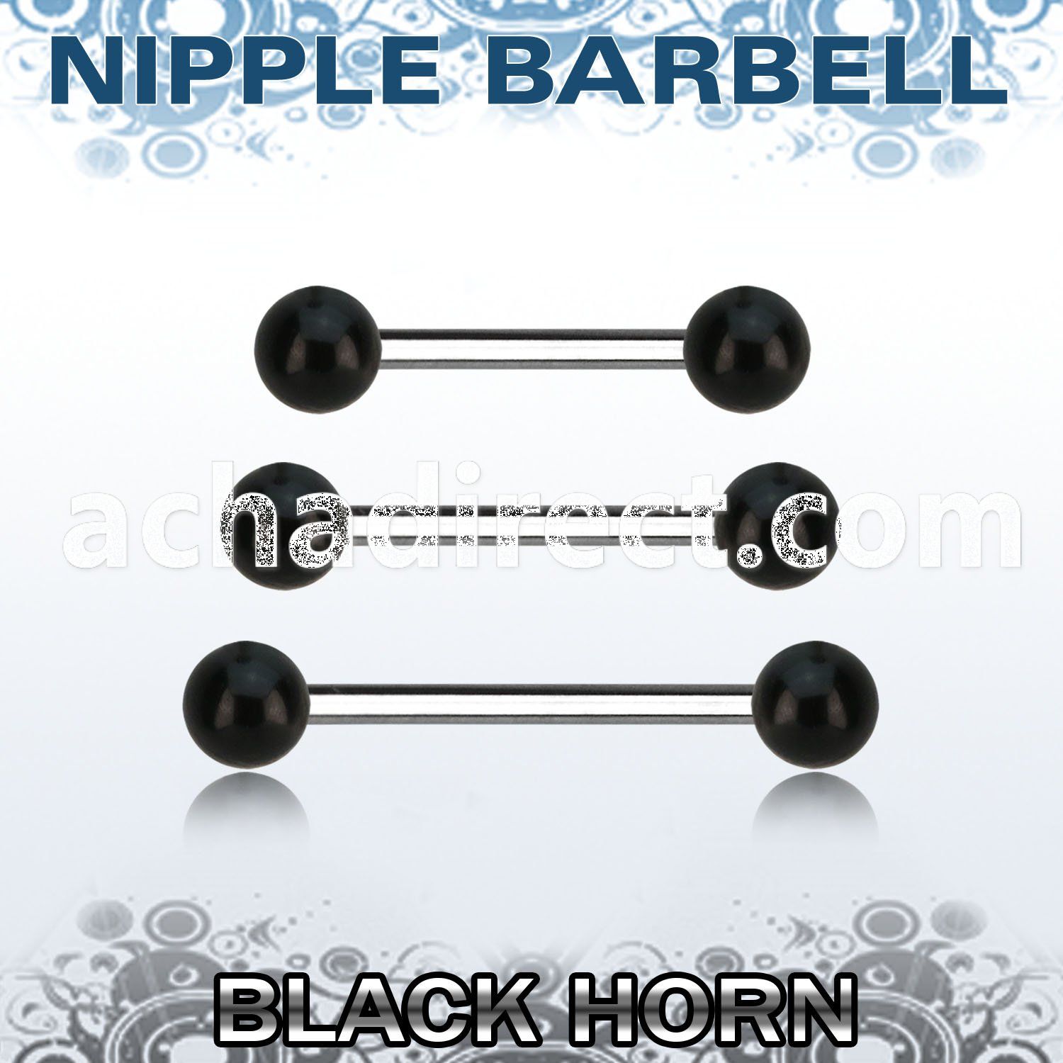 bbnpwk5 organic nipple barbell w two 5mm black horn balls