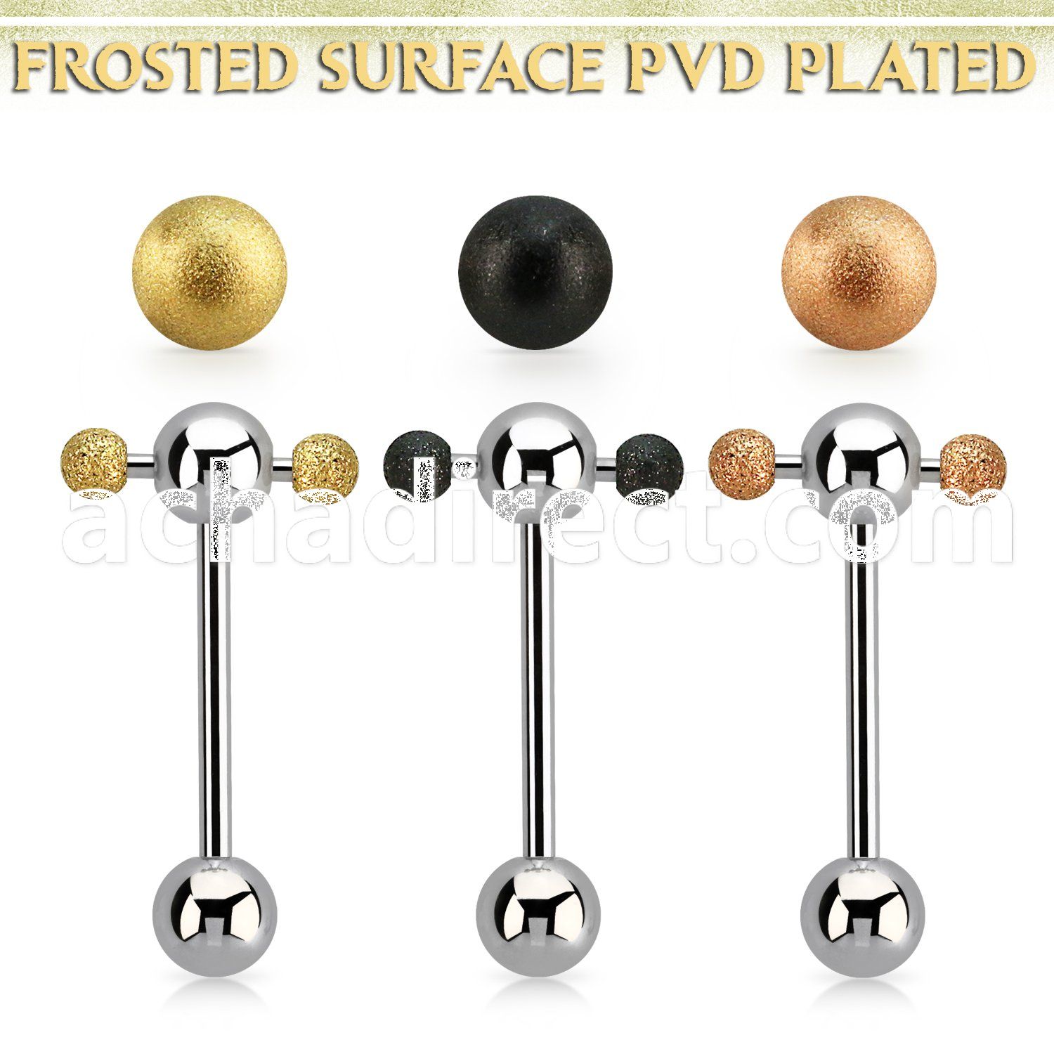 bbspnfot steel spinner tongue barbell anodized frosted steel ball