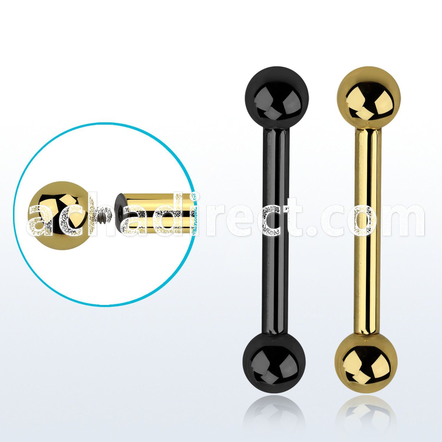 bbt10 pvd plated 316l steel tongue barbell 10g 2 5mm