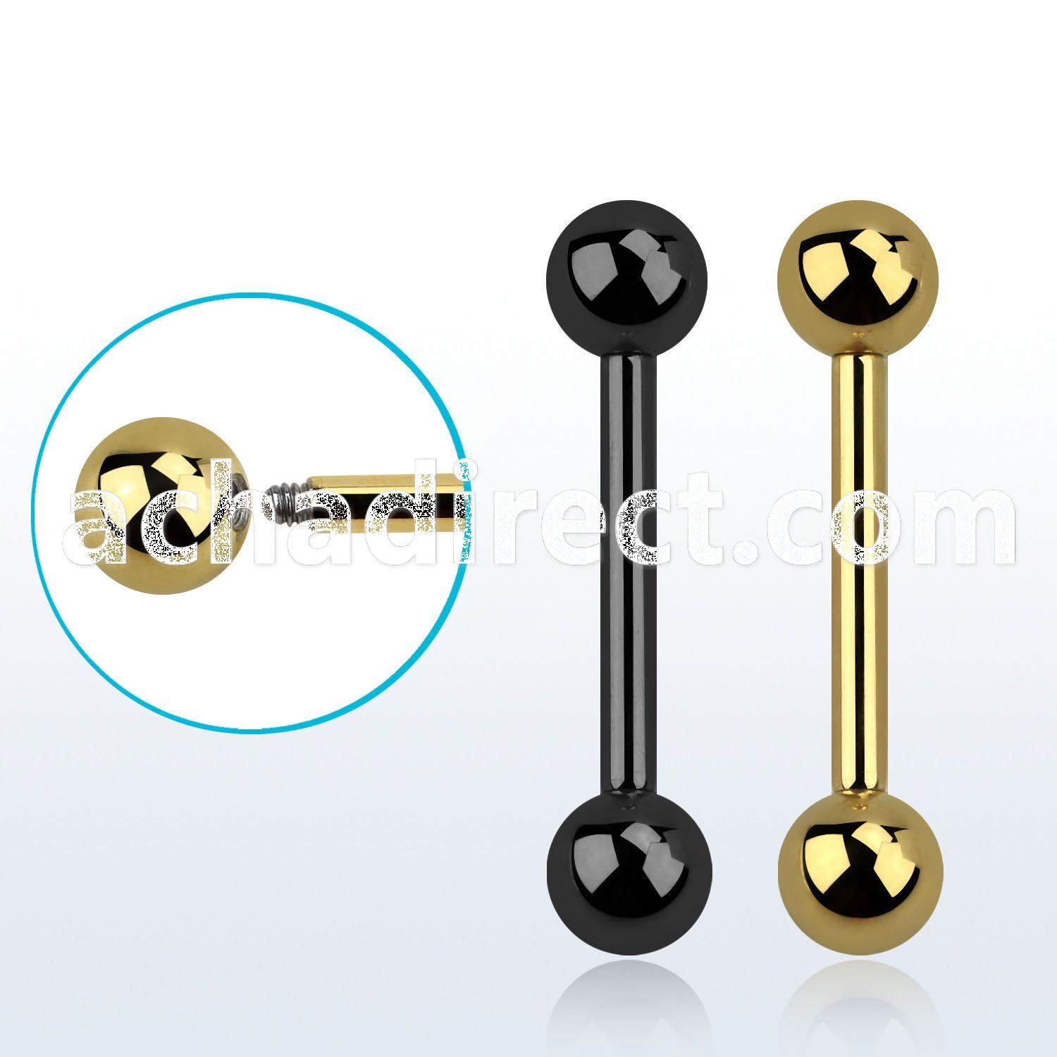 bbt12 pvd plated 316l steel big gauge tongue barbell 12g 2mm