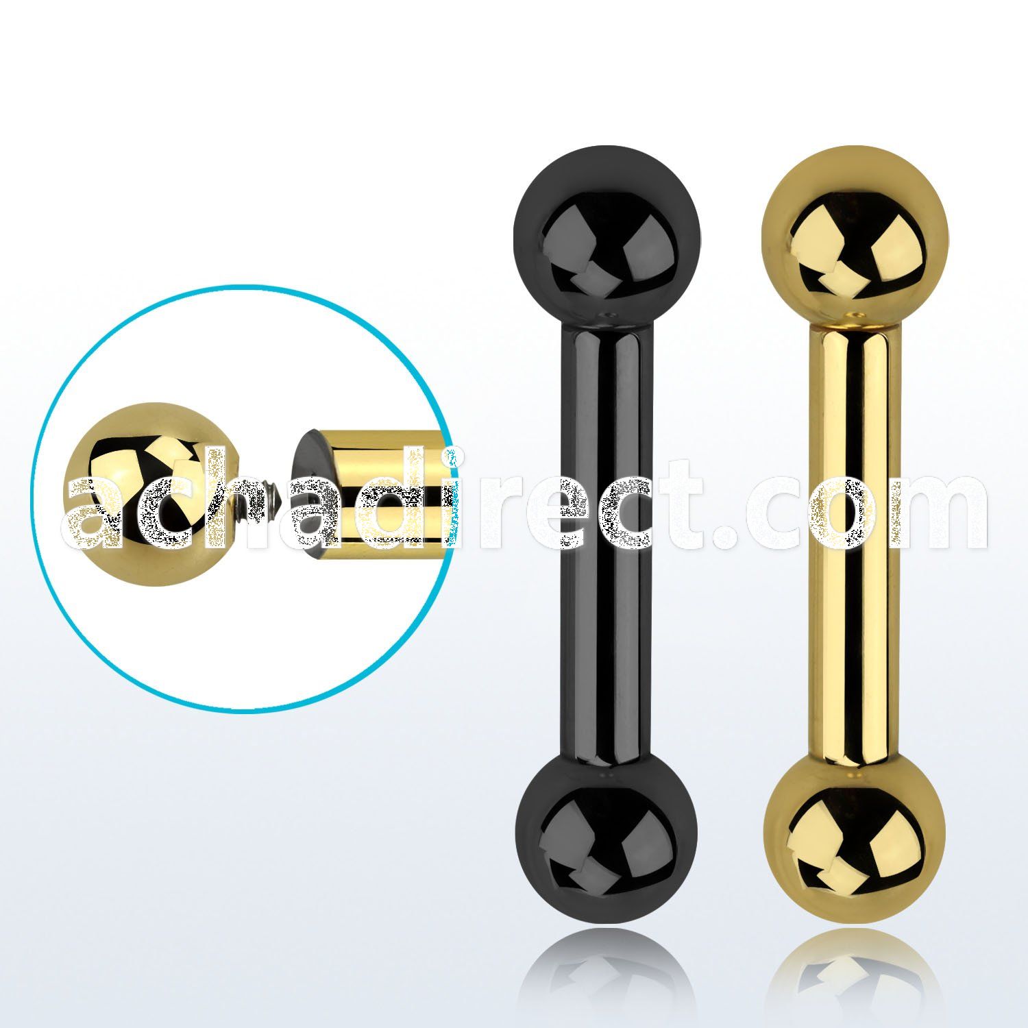 bbt6 pvd plated 316l steel big gauge tongue barbell 6g 4mm