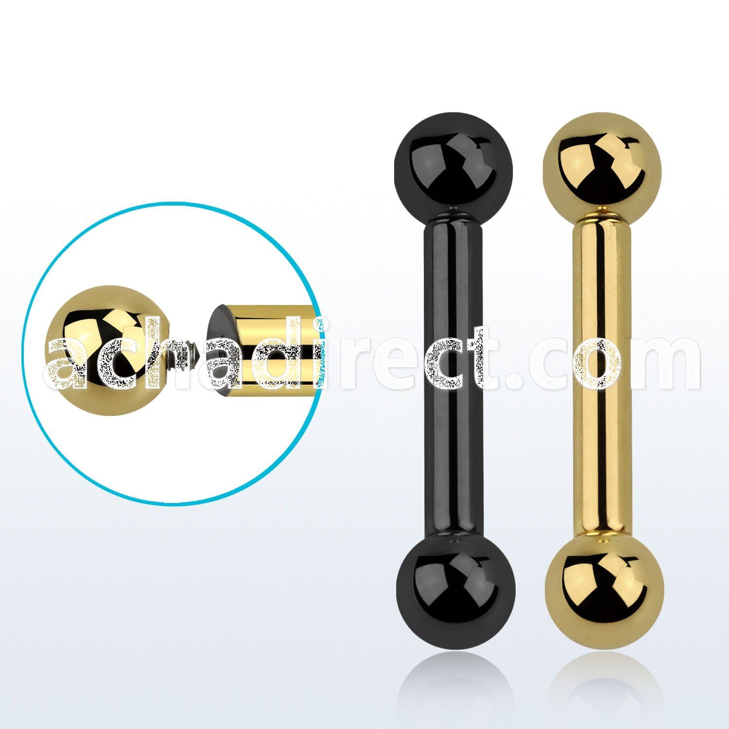 bbt8 pvd plated 316l steel big gauge tongue barbell 8g 3mm