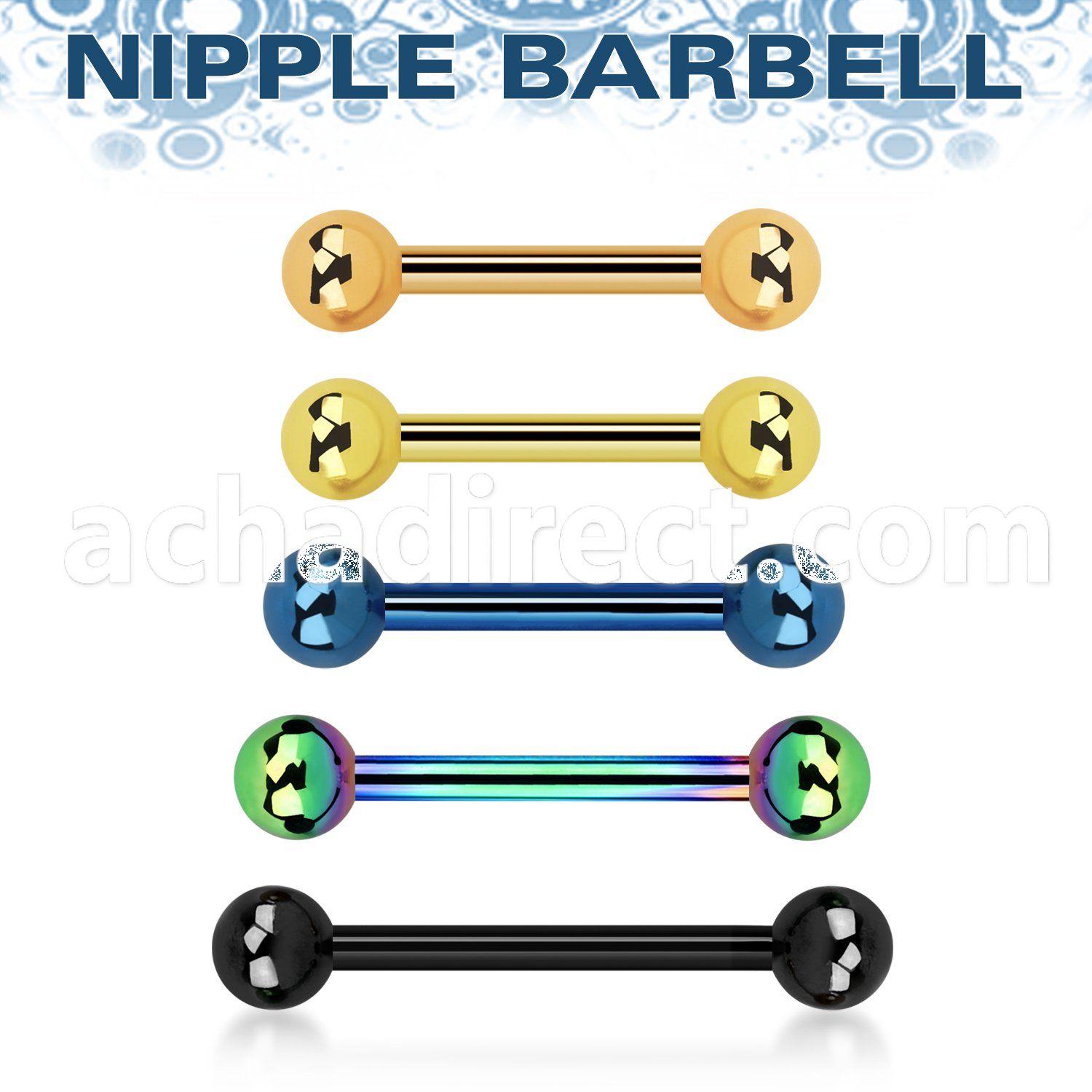 bbtb4 anodized 316l steel nipple barbell with 4mm ball
