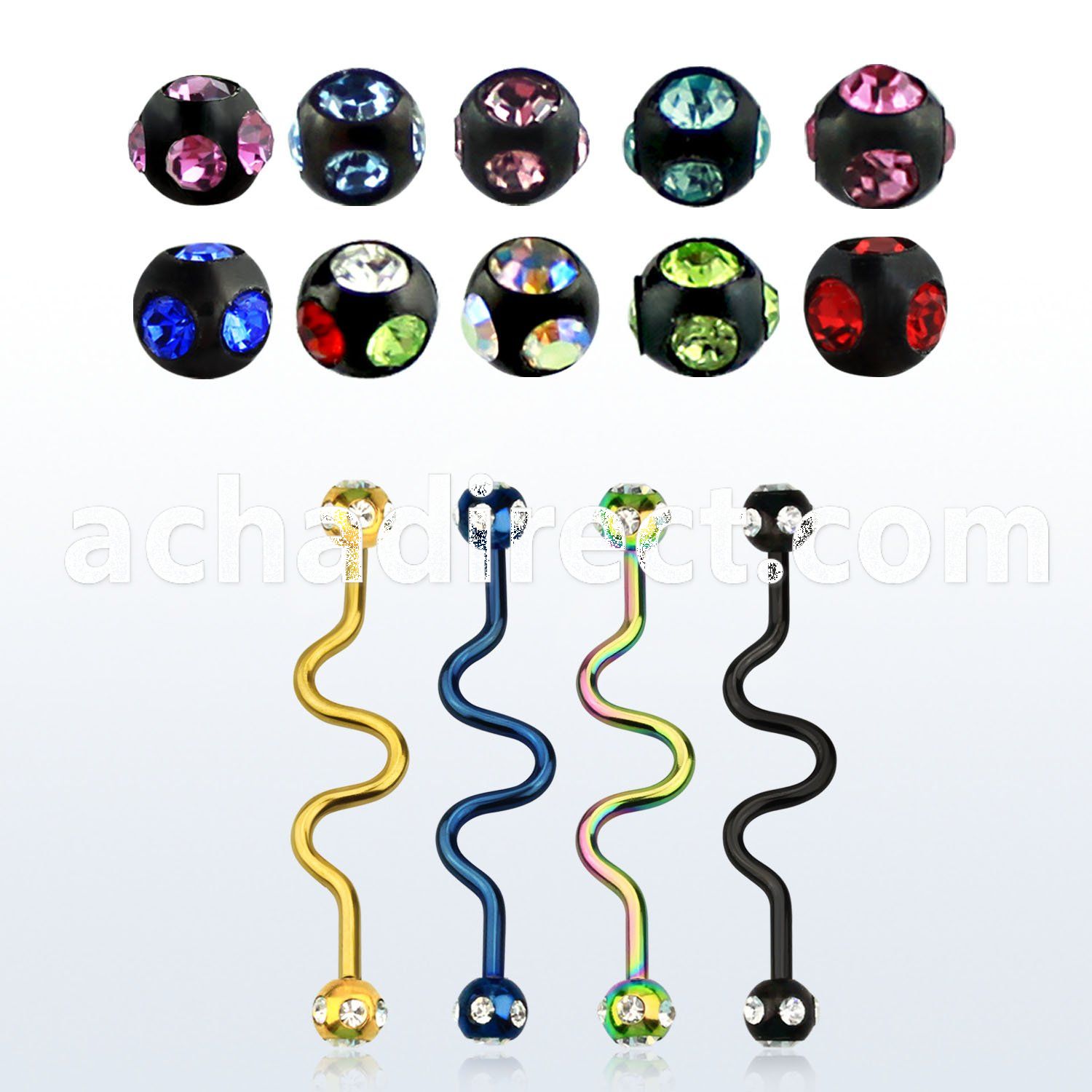 bbtcj anodized 316l steel industrial zigzag barbell jewel ball