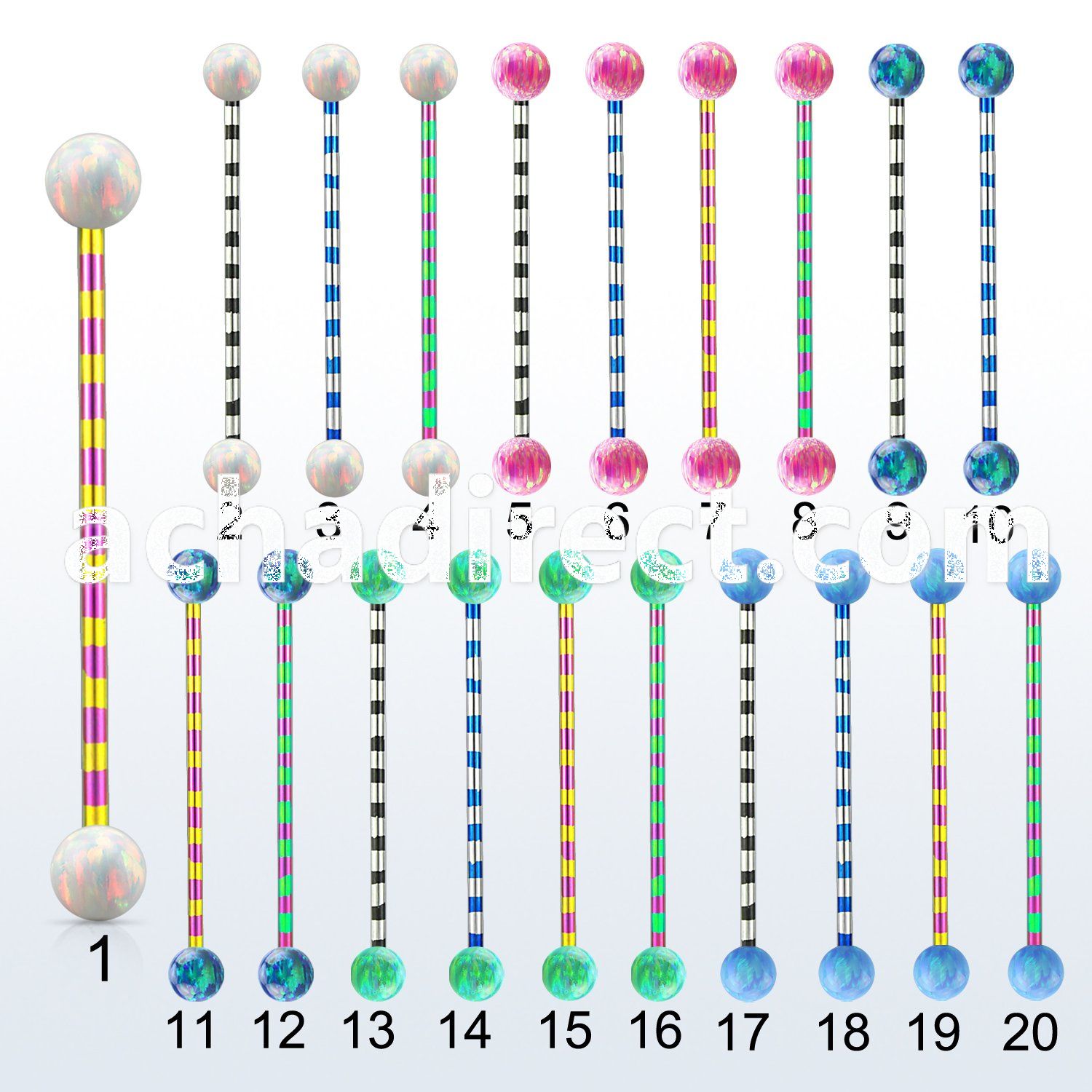 bbtrop5 zebra plated industrial barbell w synthetic opal balls