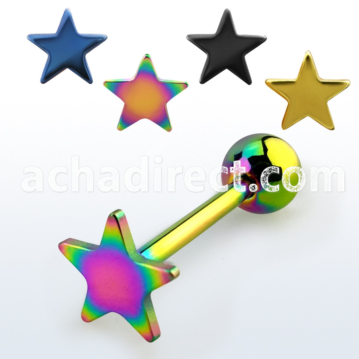 bbtsar anodized 316l steel tongue barbell with 6mm star top