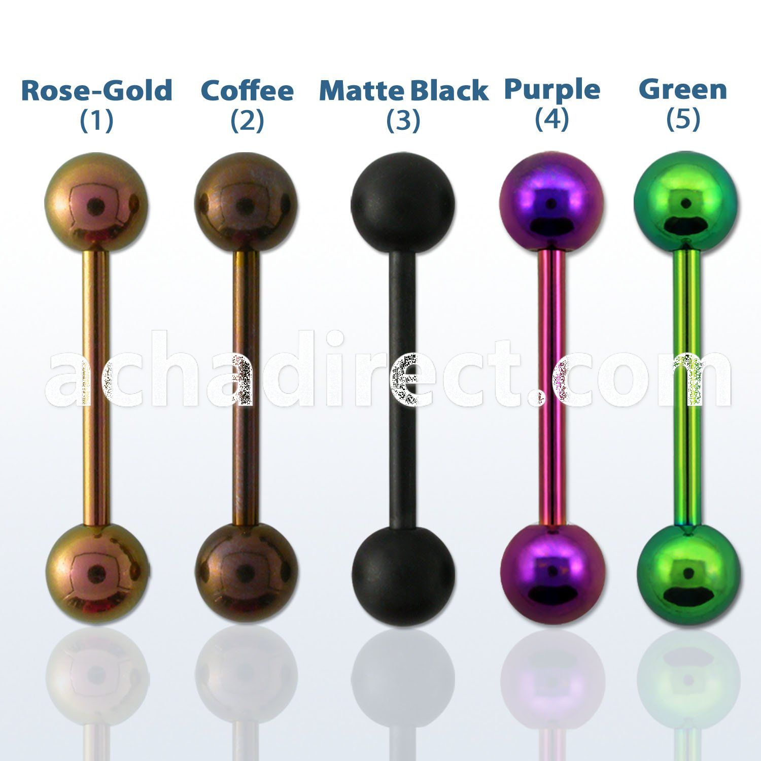 bbtt speacial color pvd 316l steel tongue barbell w 6mm ball