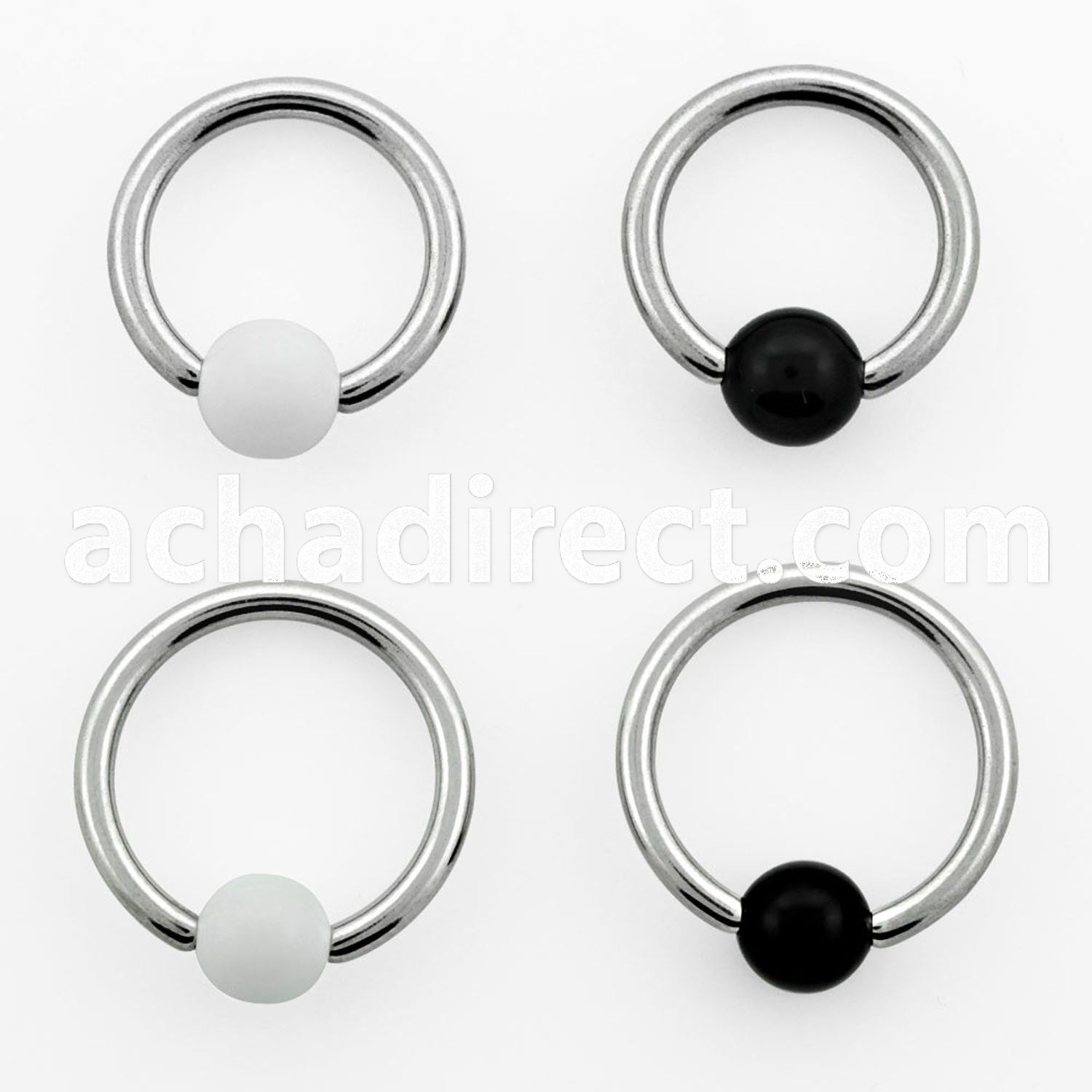 bcaa5 316l steel ring with a 5mm acrylic uv closure ball