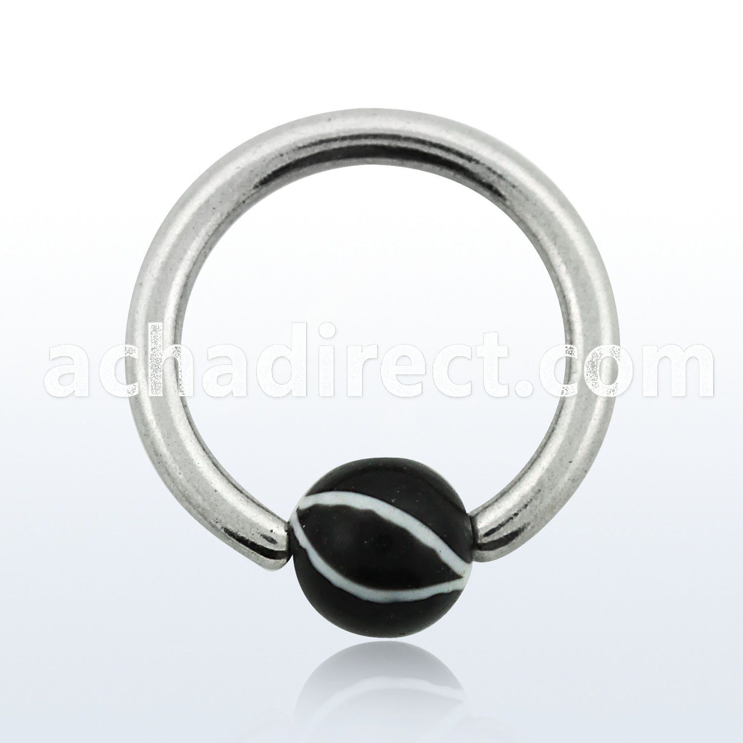 bcae5 316l steel closure ring w 5mm white lined ball