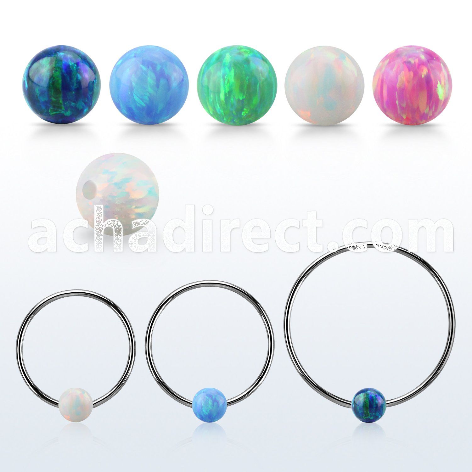 bcr16o5l xxl 316l steel bcr, 16g w 5mm opal closure ball