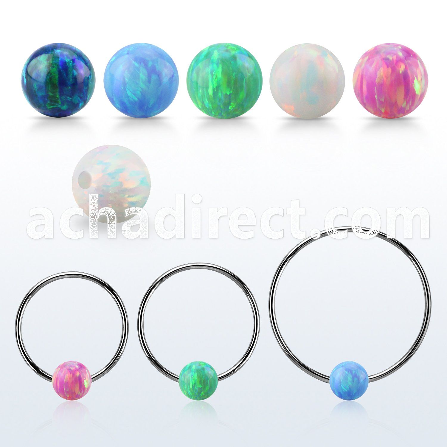 bcr16o6l xxl 316l steel bcr, 16g w 6mm opal closure ball