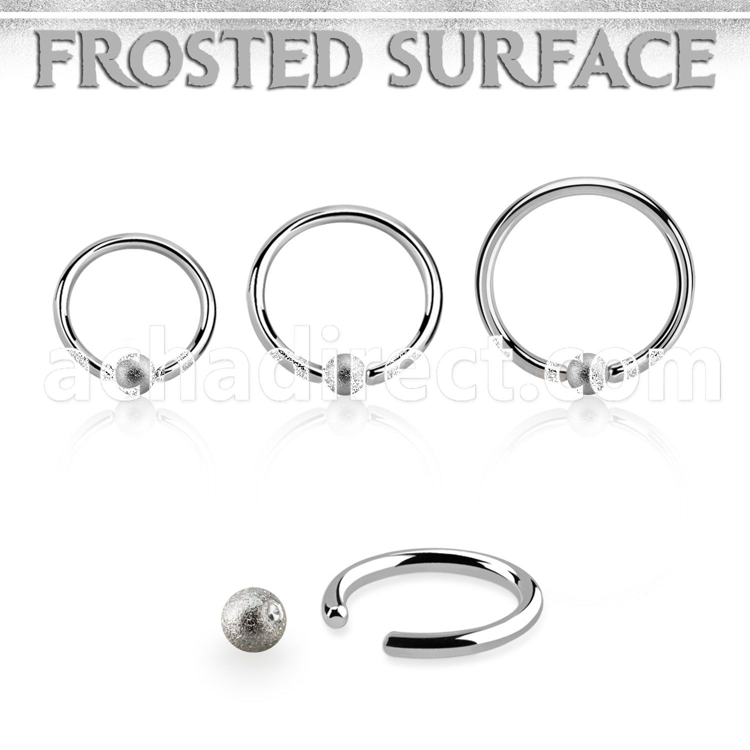 bcr18f3 316l steel ball closure ring 18g w 3mm frosted steel ball