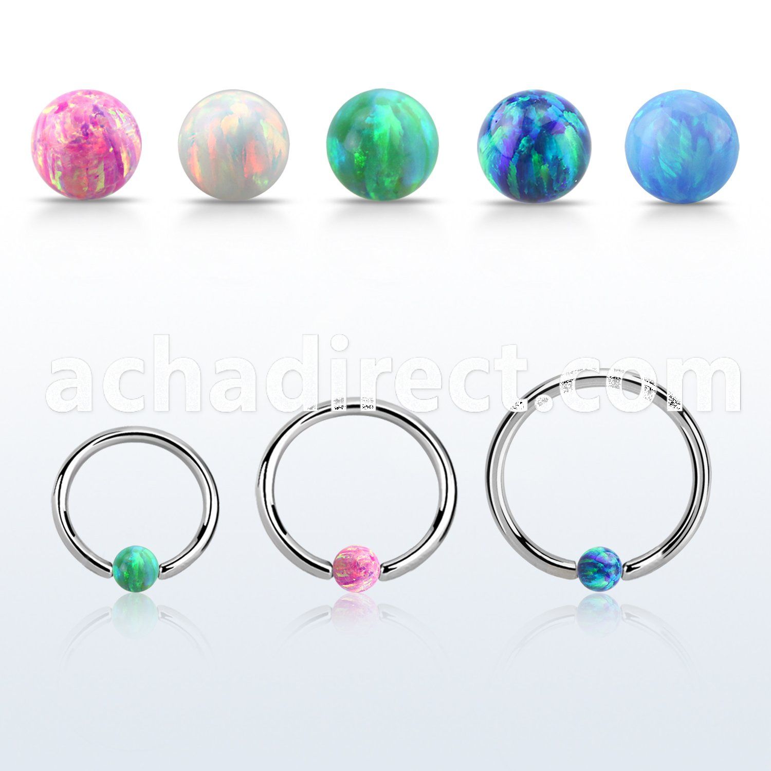 bcr18o3 316l steel ball closure ring 18g 3mm synthetic opal ball