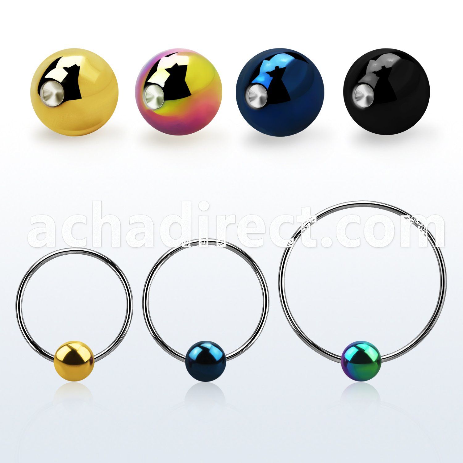 bcrebt6l xxl 316l steel bcr, 16g w 6mm anodized closure ball