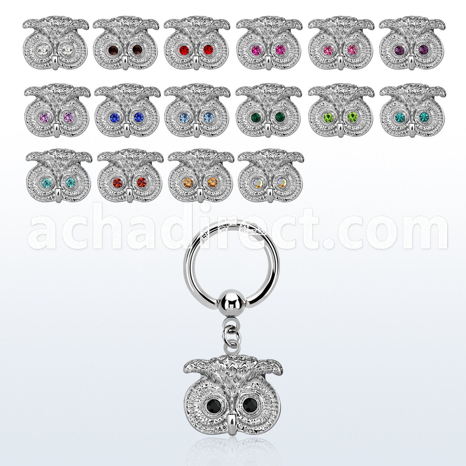 bcrg466 316l steel bcr 1.6mm w a crystal owl face