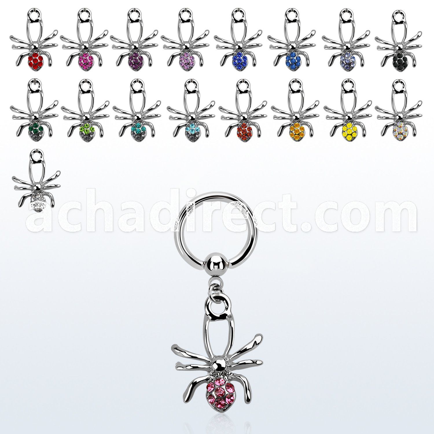 bcrg673 316l steel bcr 1.6mm w a crystal studded spider