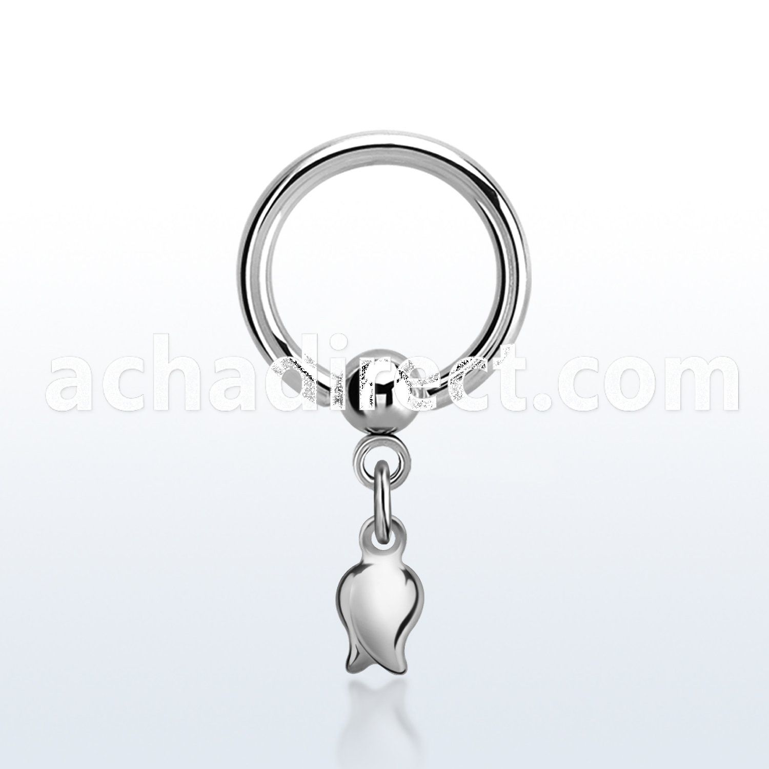 bcrg767 316l steel ball closure ring, 14g a dangling tulip 