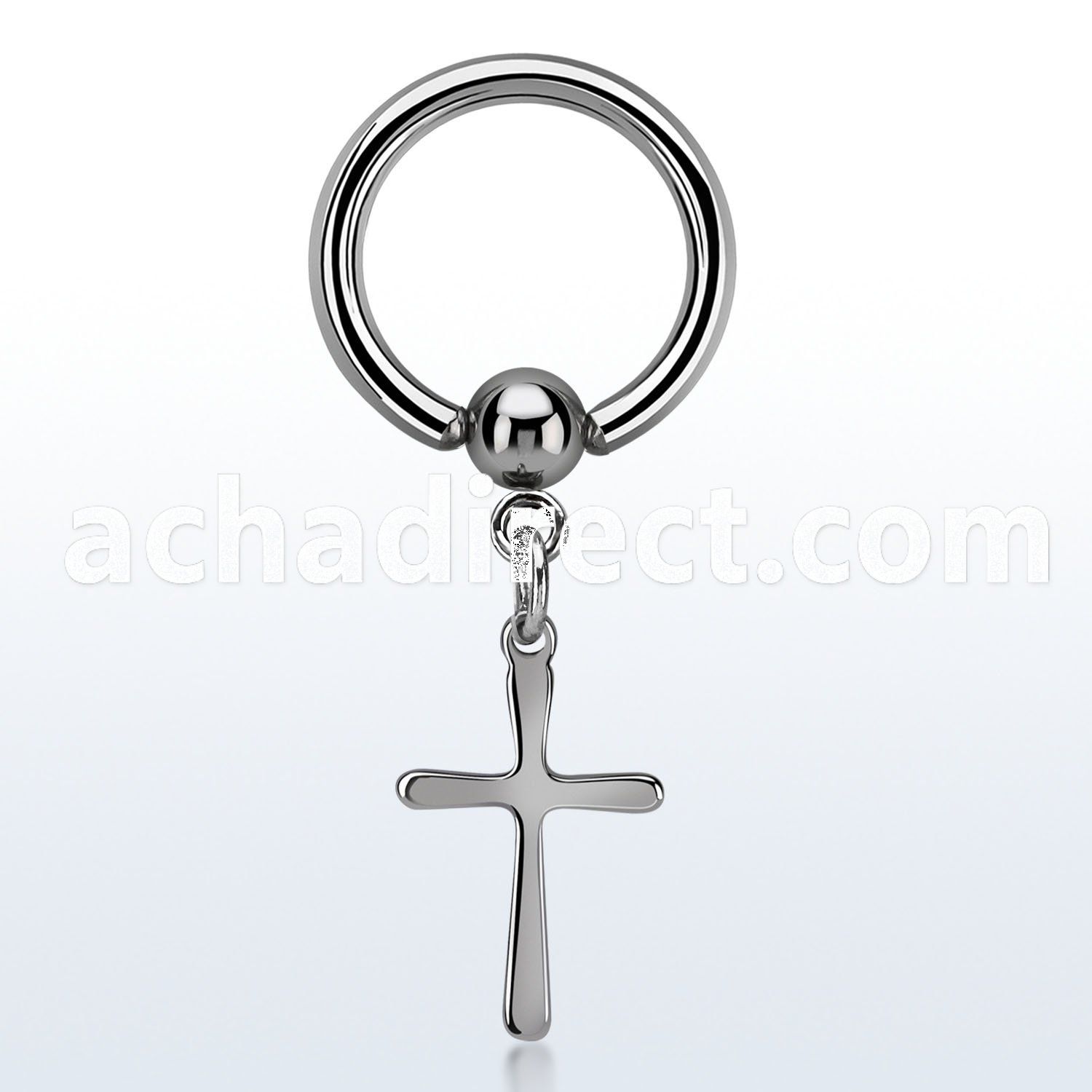bcrgcrs 316l steel ball closure ring 14g w plain simple cross