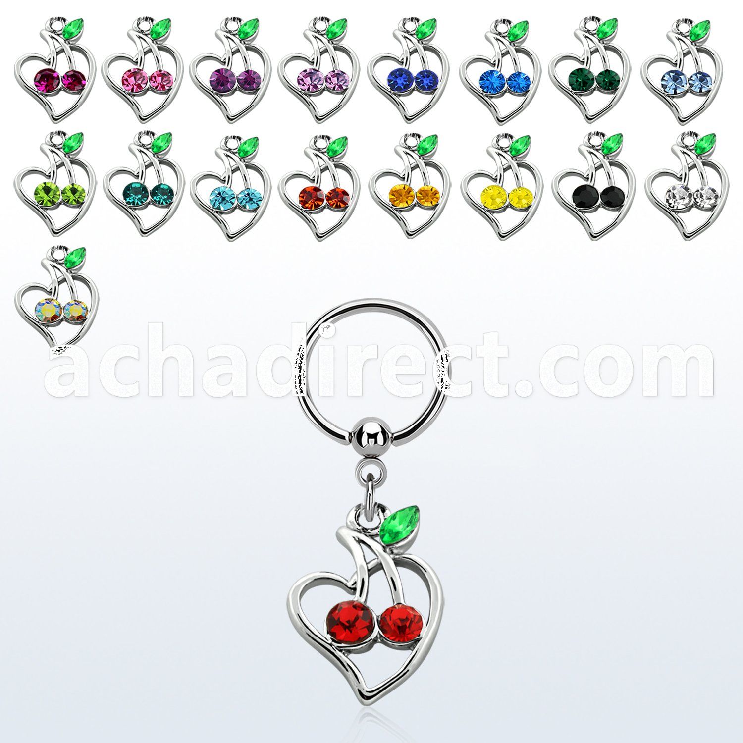 bcrs474 316l steel bcr 1.2mm w crystal cherries in heart frame