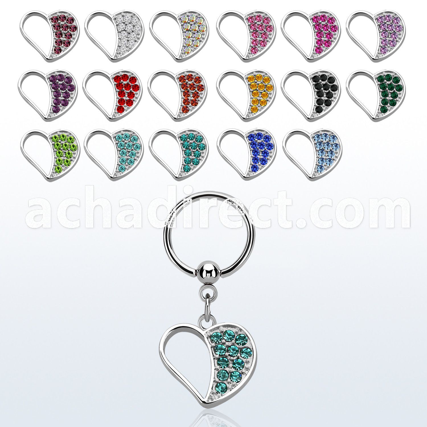 bcrs494 316l steel bcr 1.2mm w a heart with crystals
