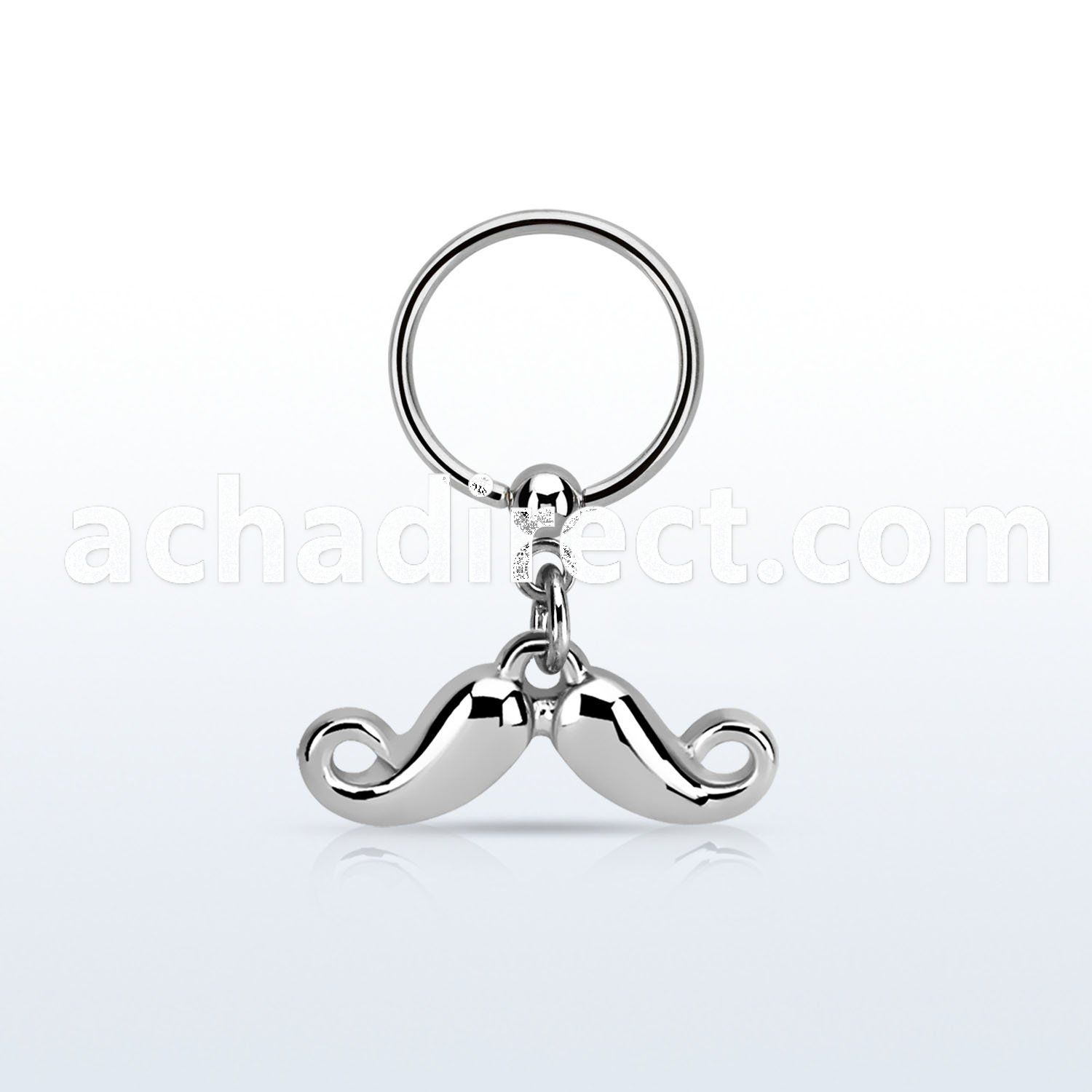 bcrs519 steel ball closure ring w dangling plain mustache