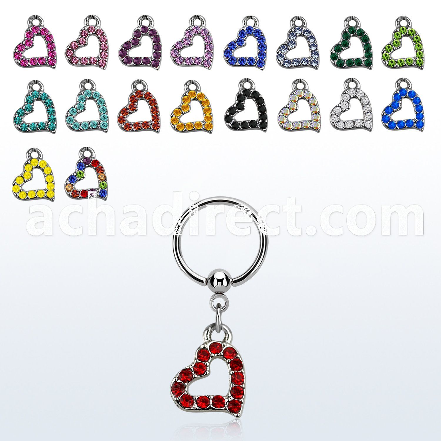 bcrs542 steel bcr 1.2mm w a crystal studded heart shaped design