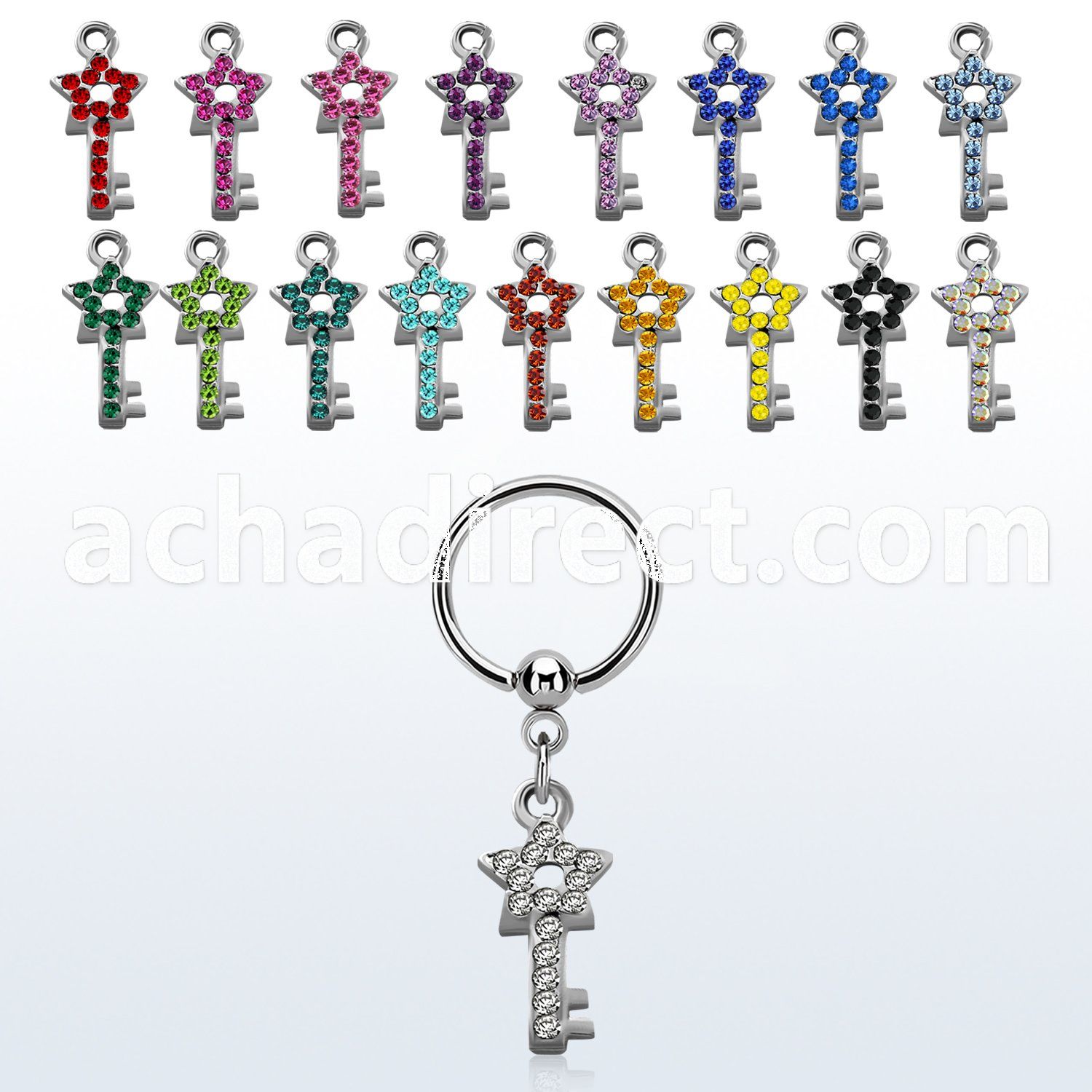 bcrsstky 316l steel bcr 1.2mm w a star key design with crystals 