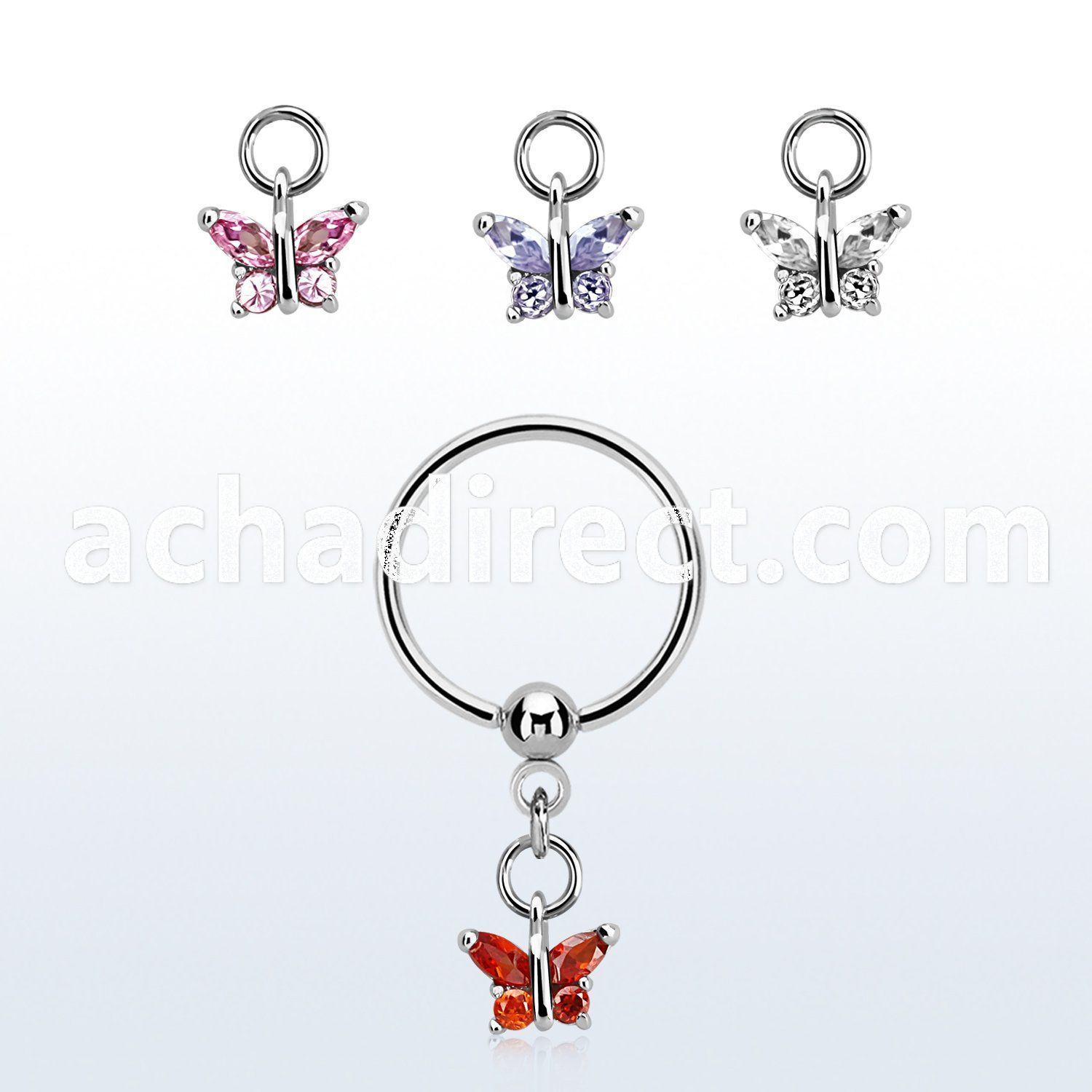 bcrsz589 316l steel ball closure ring 1.2mm w dangling butterfly 