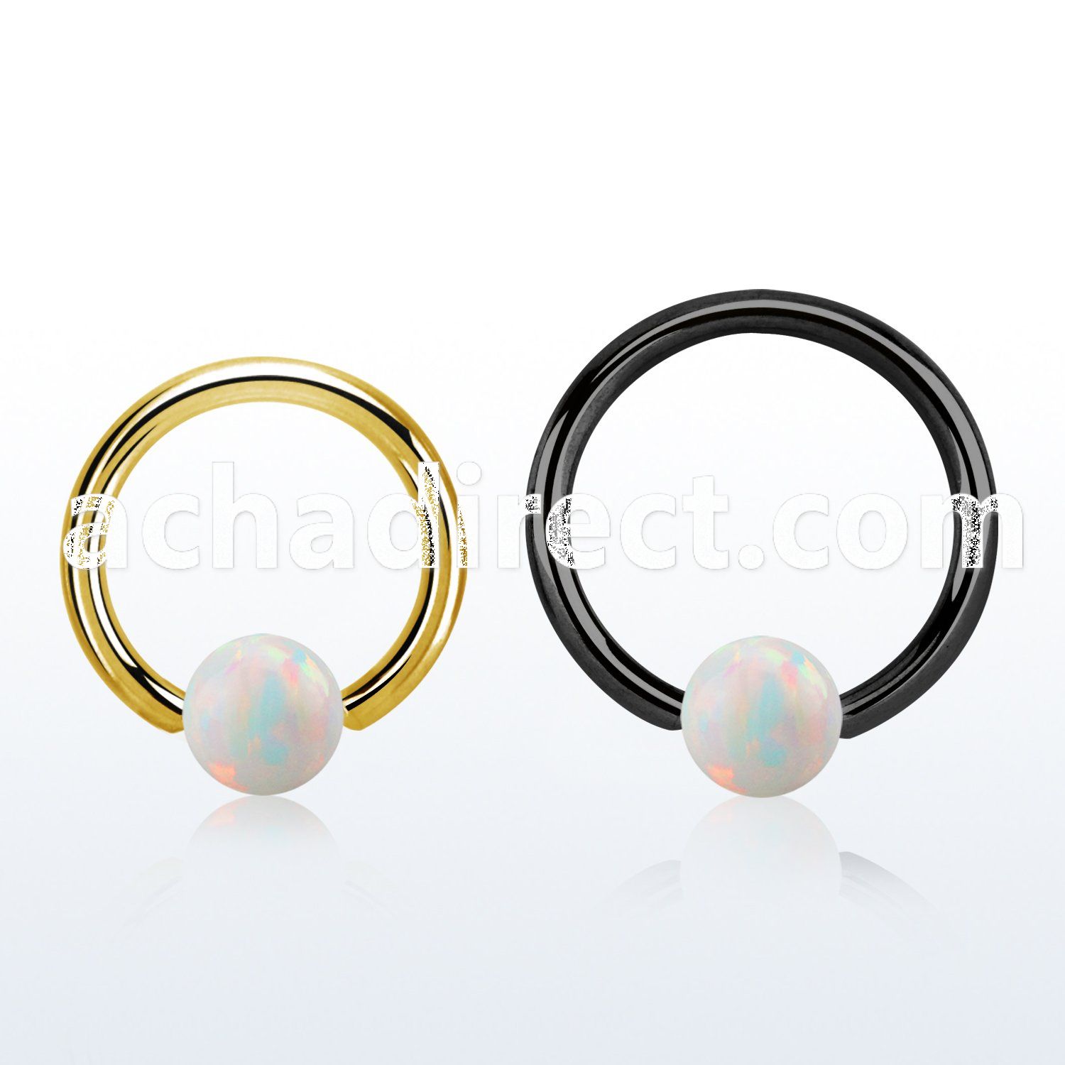 bcrt12o6 pvd plated 316l steel bcr 12g w 6mm synthetic opal ball