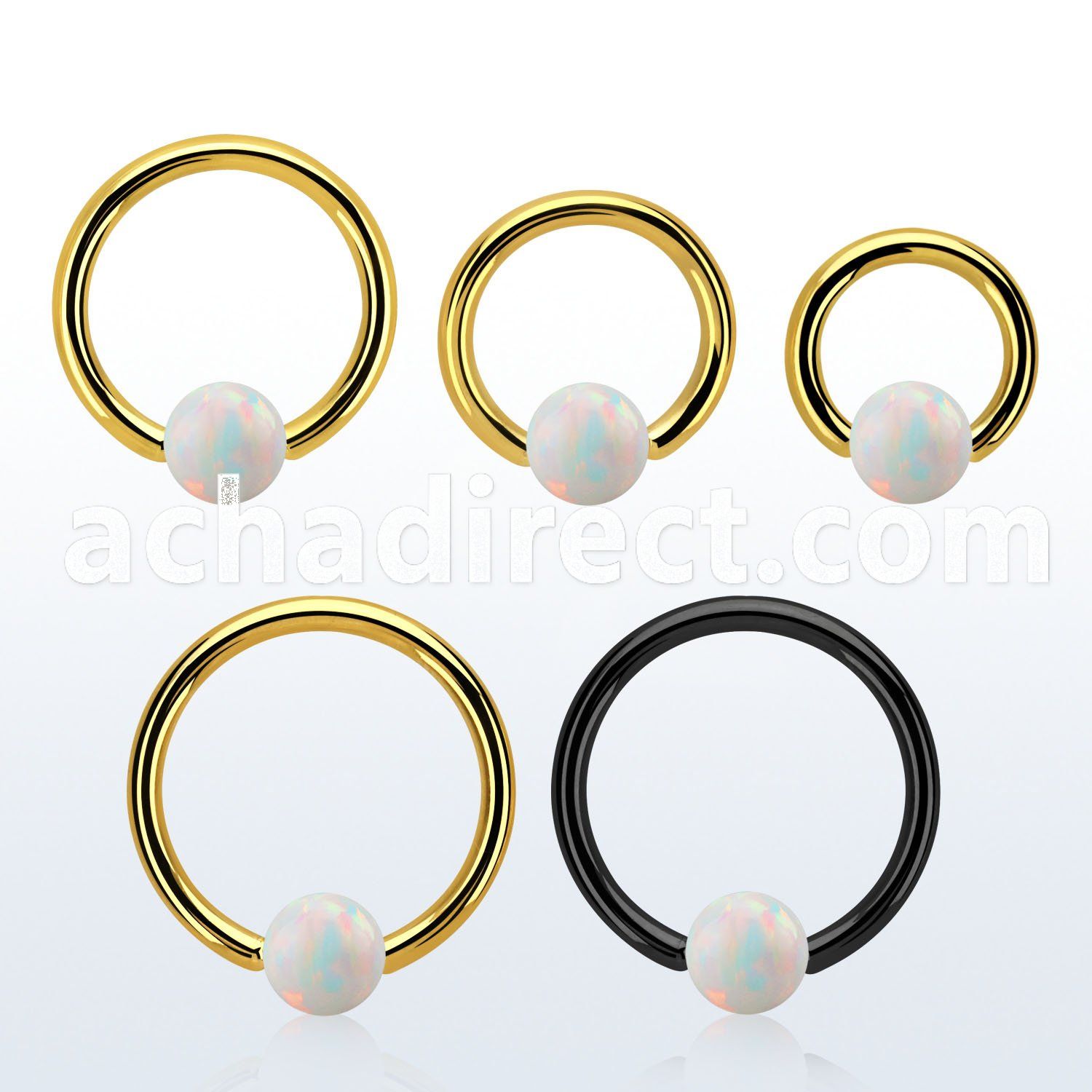 bcrt14o5 pvd plated 316l steel bcr 14g w 5mm synthetic opal ball
