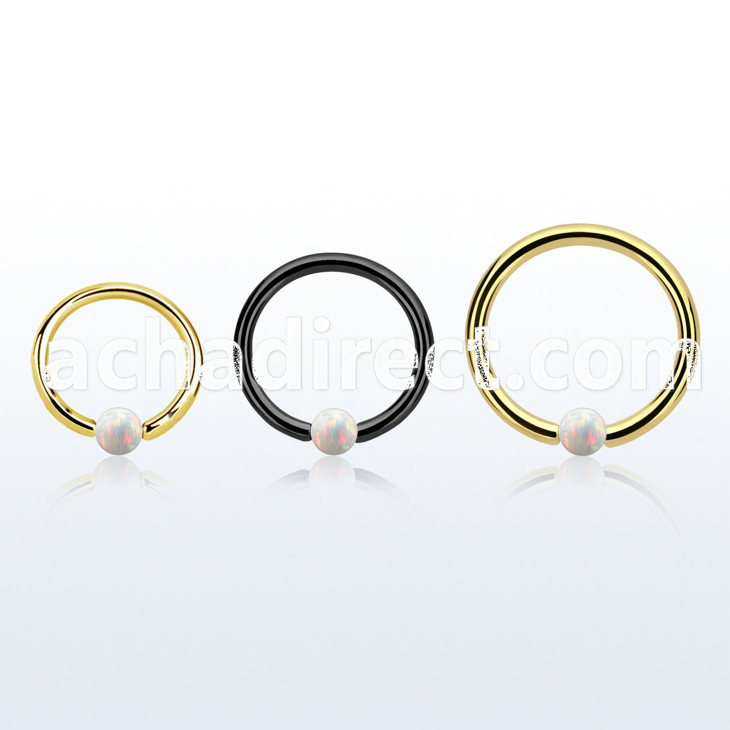 bcrt18o3 pvd plated 316l steel bcr 18g w 3mm synthetic opal ball