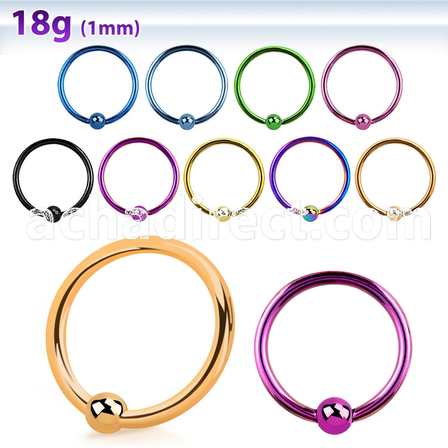 bcrt18s premium pvd 316l steel ball closure ring w 2 5mm ball