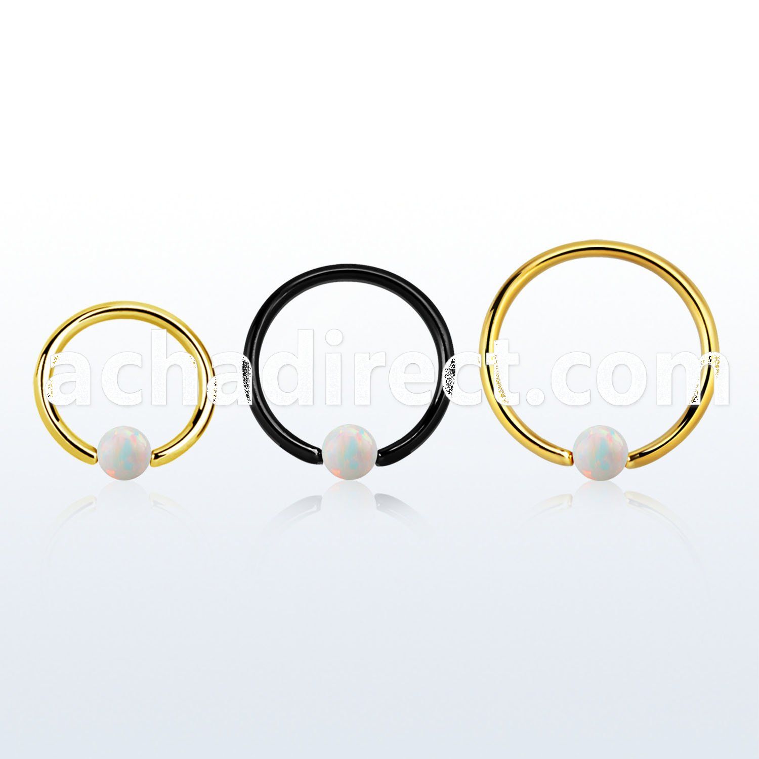 bcrt20o3 pvd plated 316l steel bcr 20g w 3mm synthetic opal ball