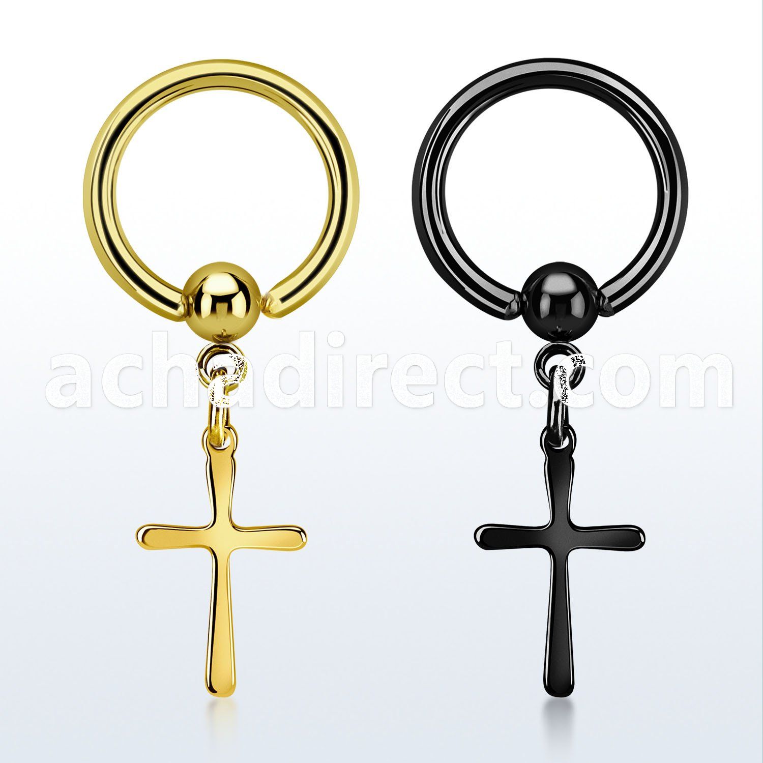 bcrtgcrs pvd plated 316l stell bcr 14g w plain simple cross