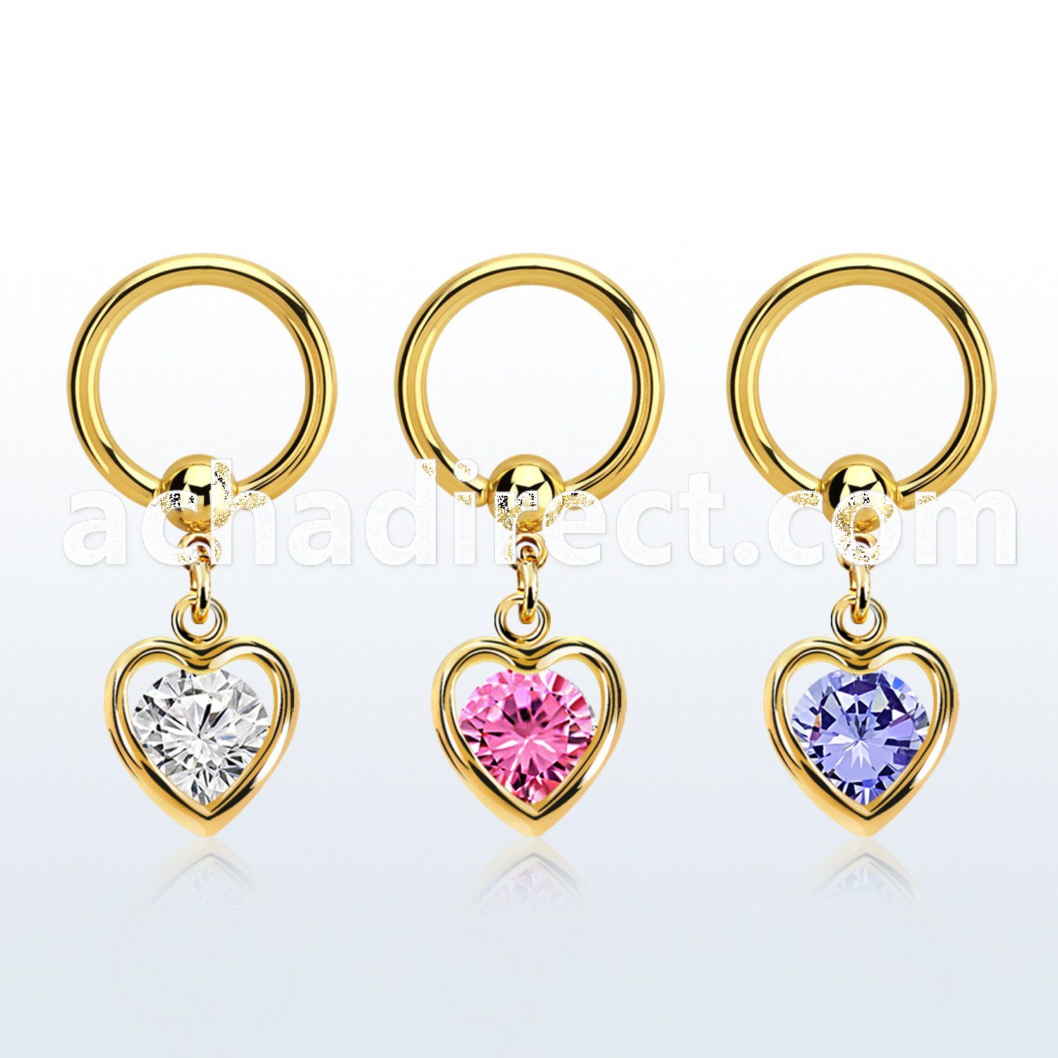 bcrtgz4 anodized steel ball closure ring 1.6mm dangling heart cz