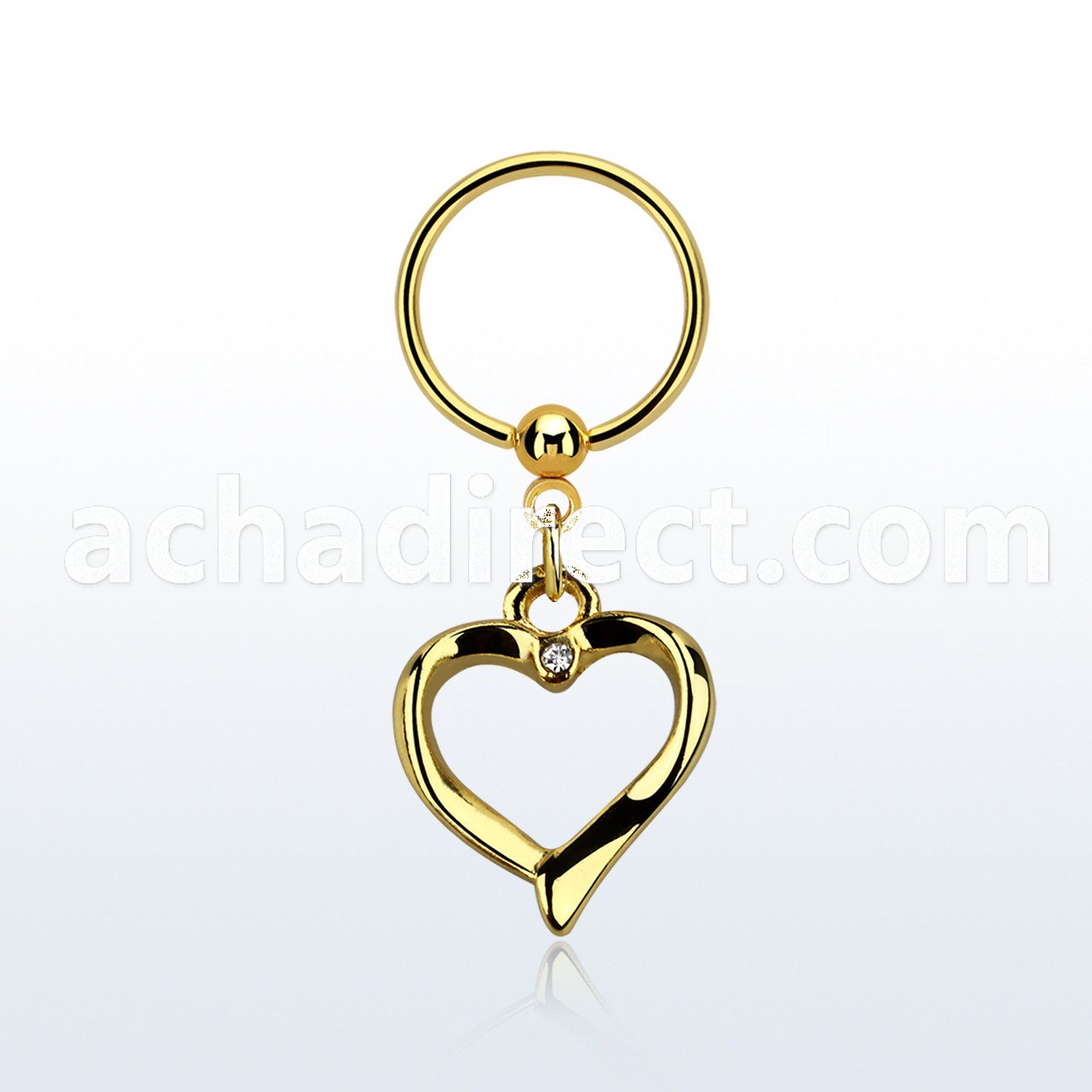 bcrts666 gold steel bcr 1.2mm w heart shape  small crystal