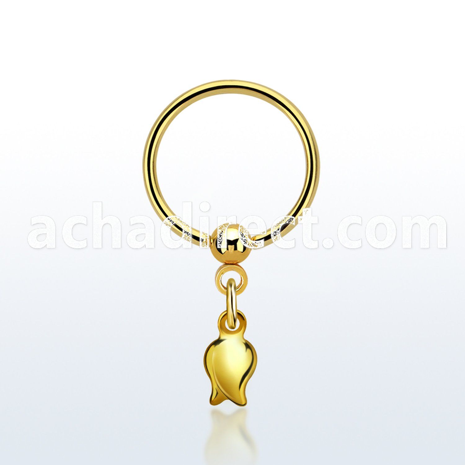 bcrts767 gold steel ball closure ring, 16g w dangling tulip 