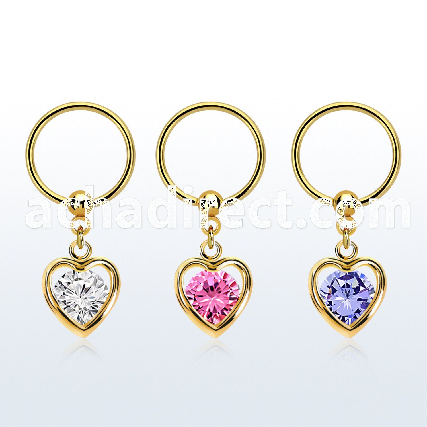 bcrtsz10 anodized steel ball closure ring 1.2mm dangling heart cz