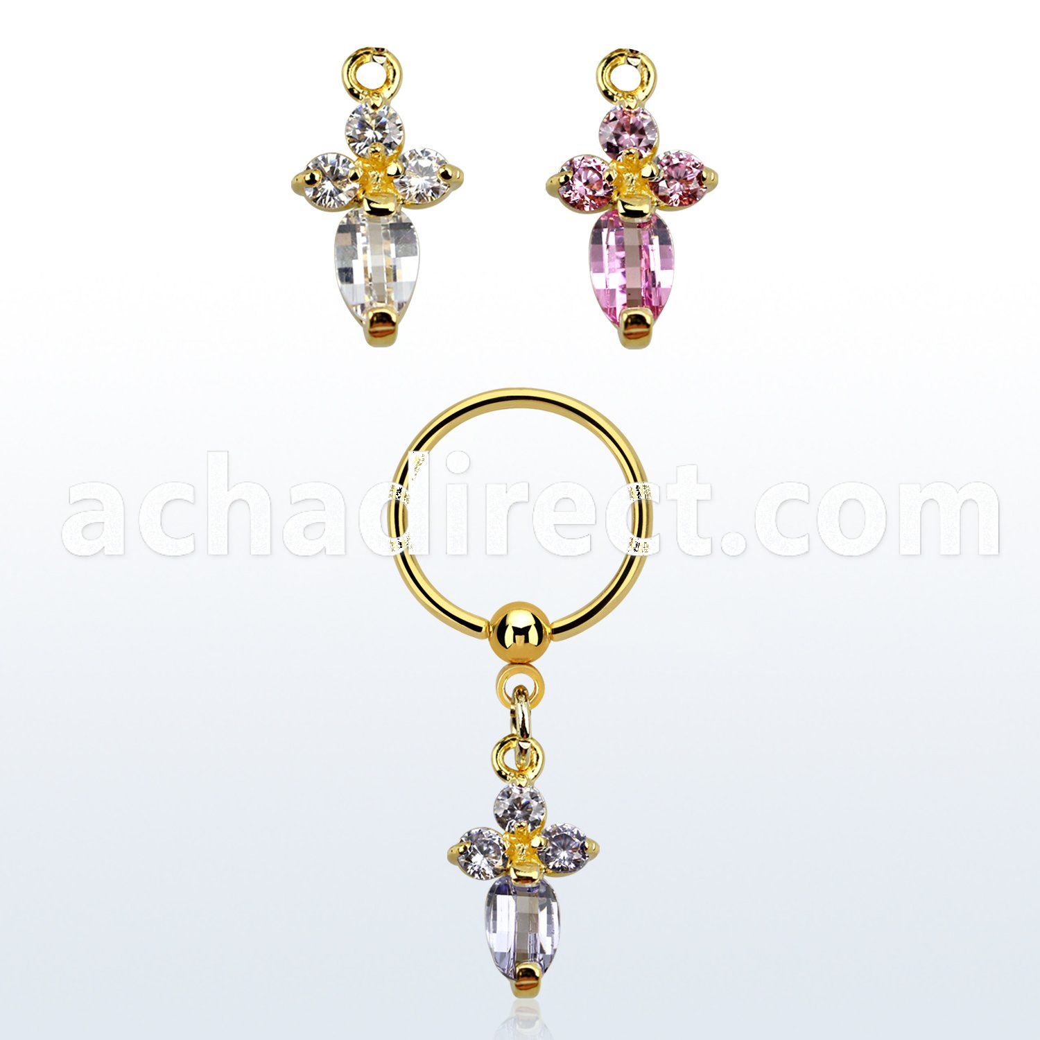 bcrtsz2 gold steel bcr 1.2mm w cross formed by prong set czs