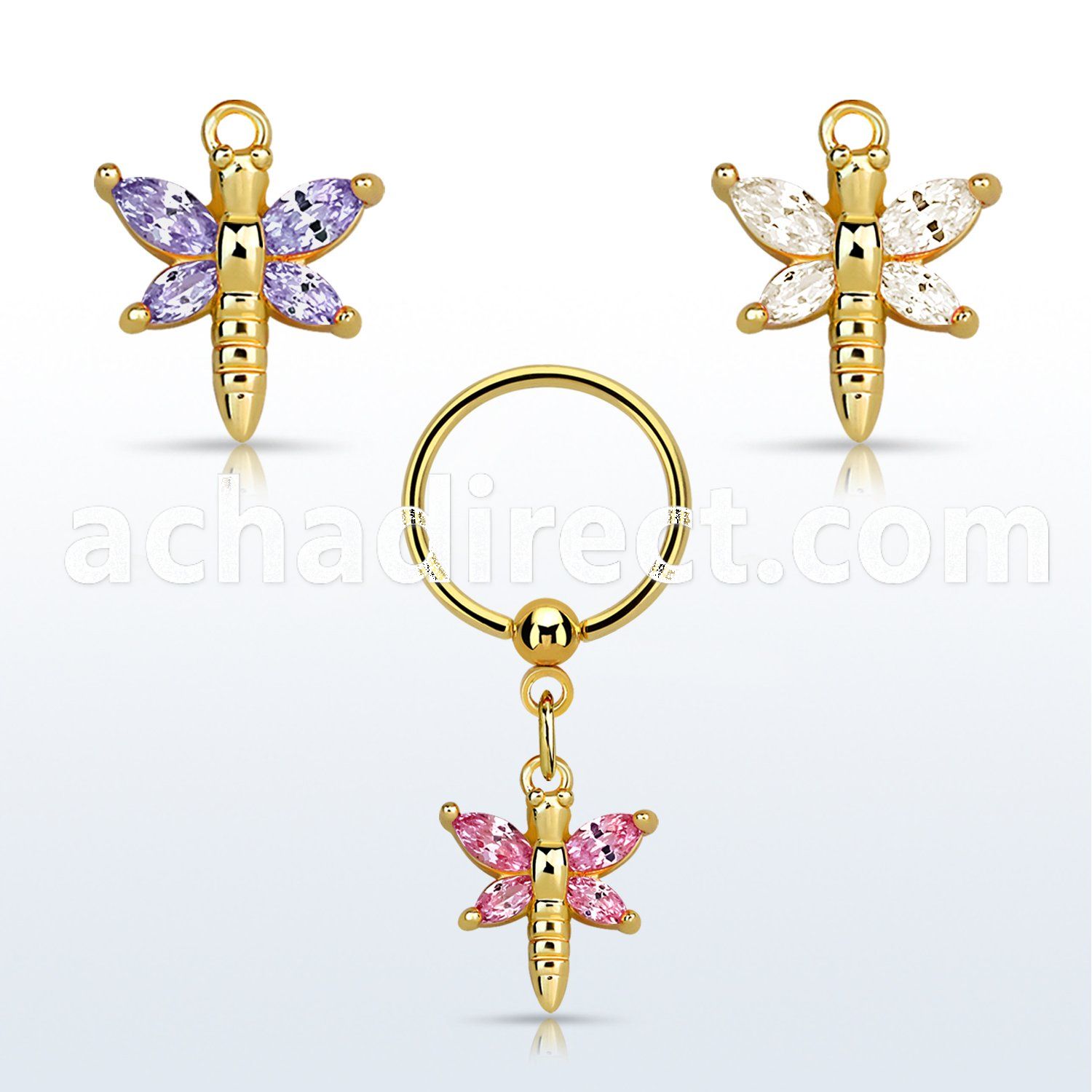 bcrtsz5 gold steel bcr 1.2mm w butterfly w cz stones